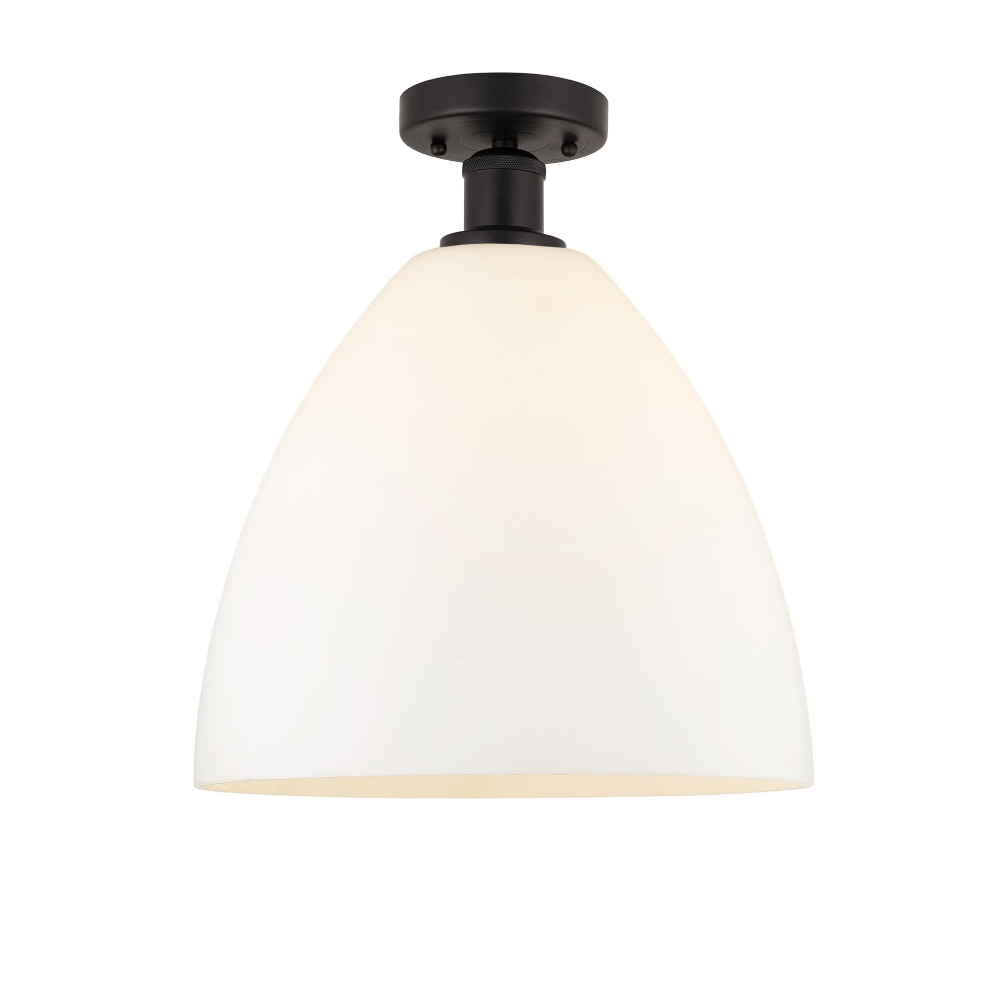 Shown in Oil Rubbed Bronze finish and Matte White glass