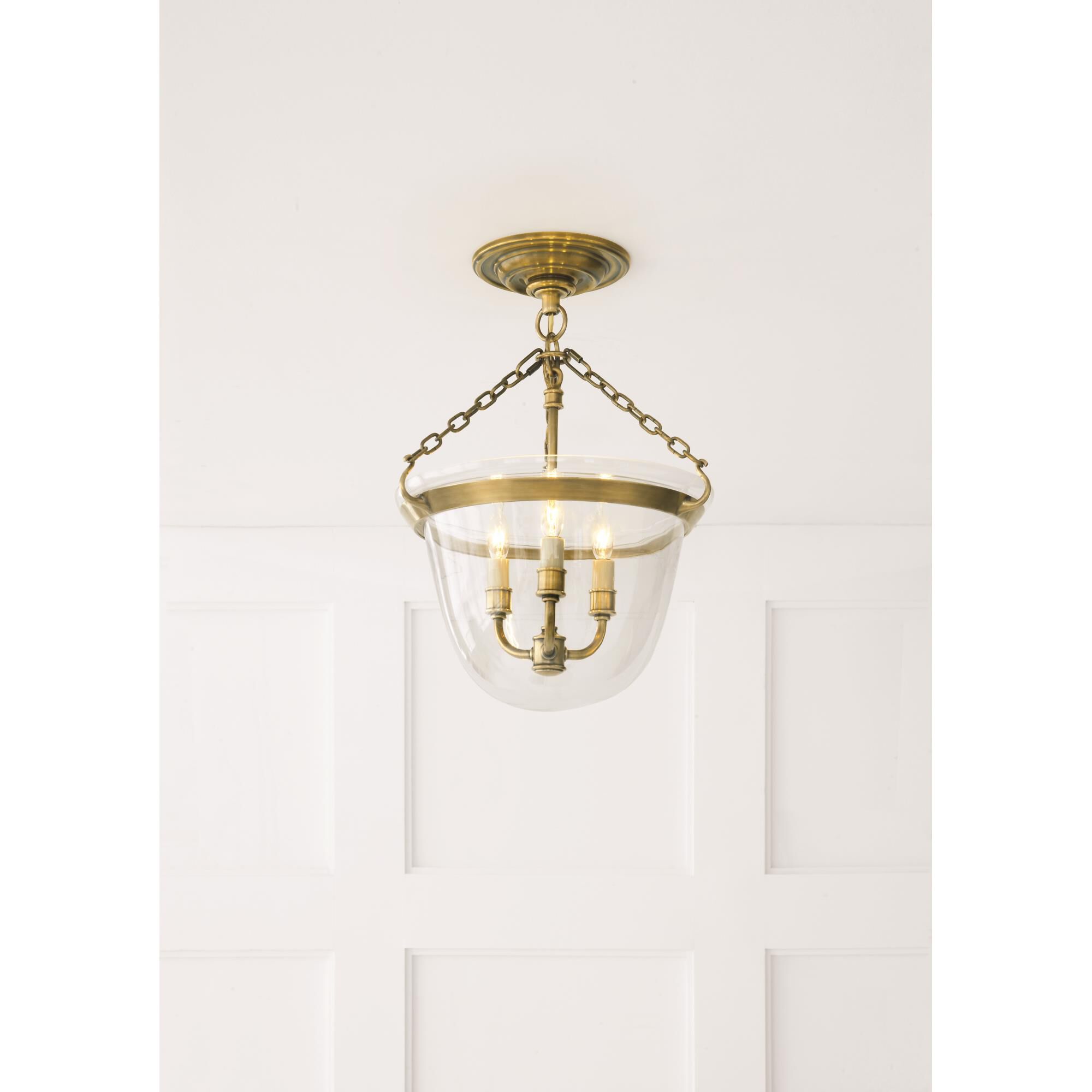 Chapman & Myers Country Bell Jar 13 Inch 3 Light Semi Flush Mount by Visual Comfort Signature Collection
