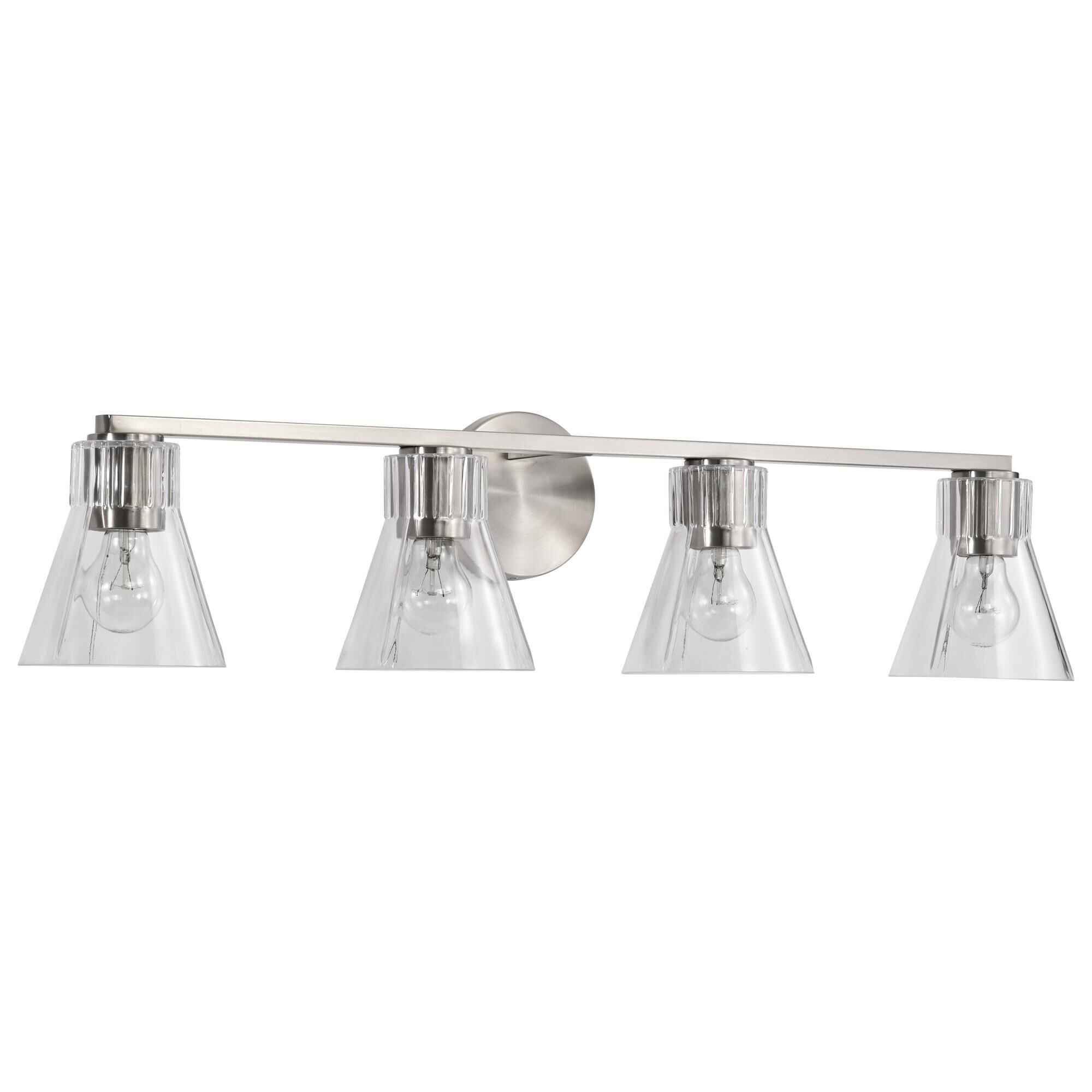 Shown in Brushed Nickel finish and Clear glass