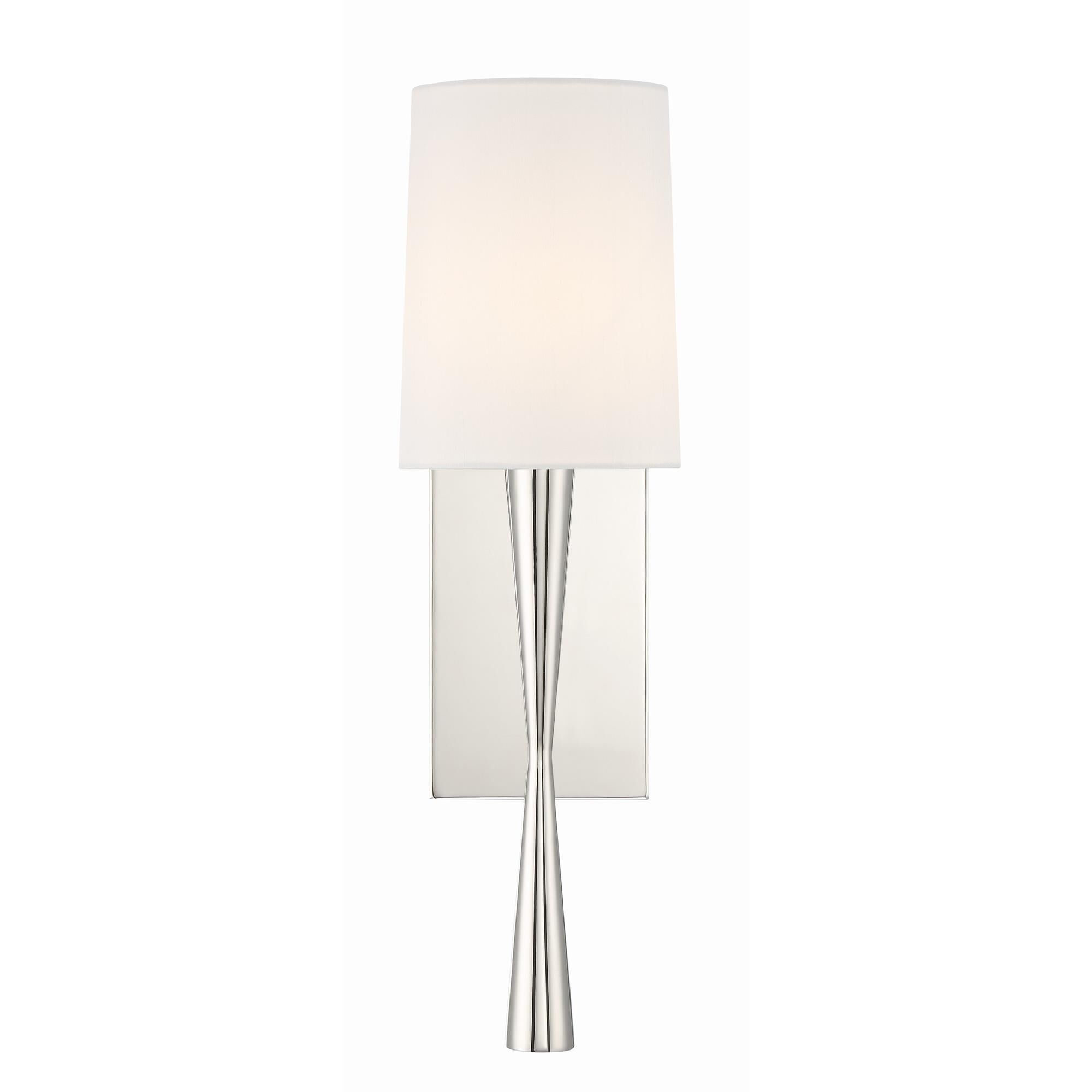 Shown in Polished Nickel finish and Silk glass and White shade
