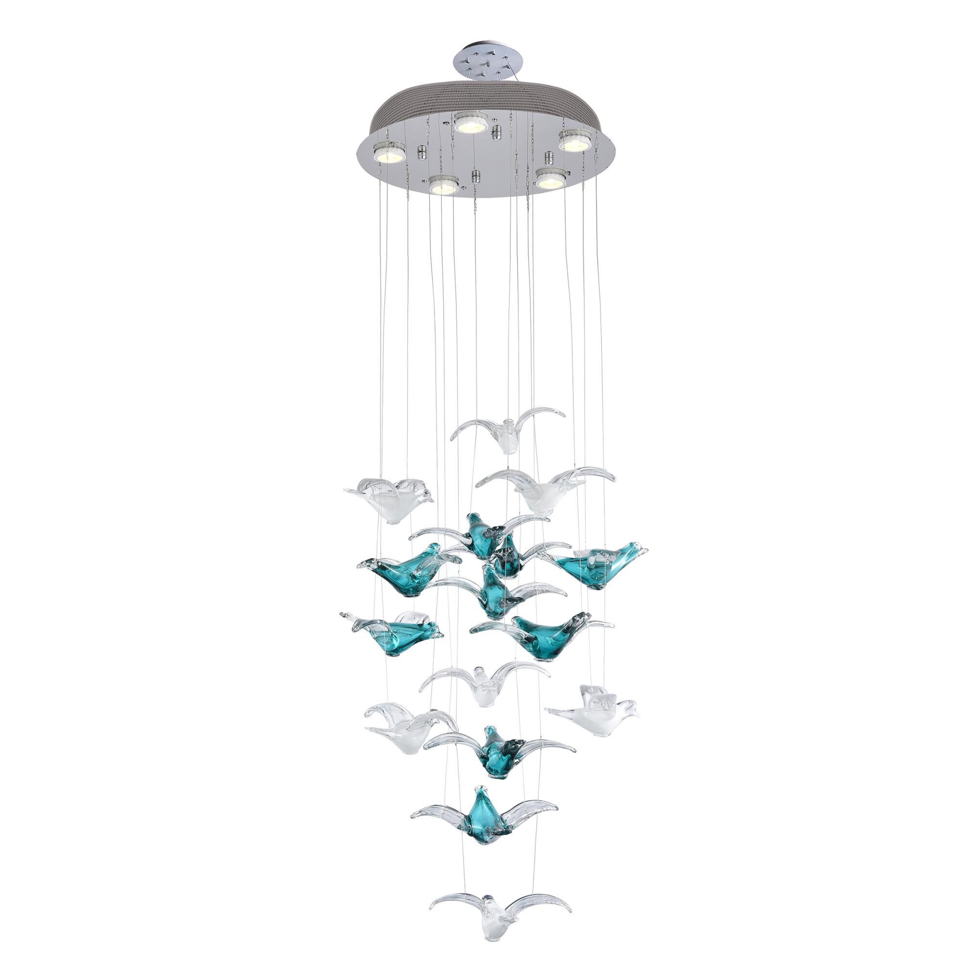 Flock of Birds 24 Inch 8 Light Multi Light Pendant by Dale Tiffany