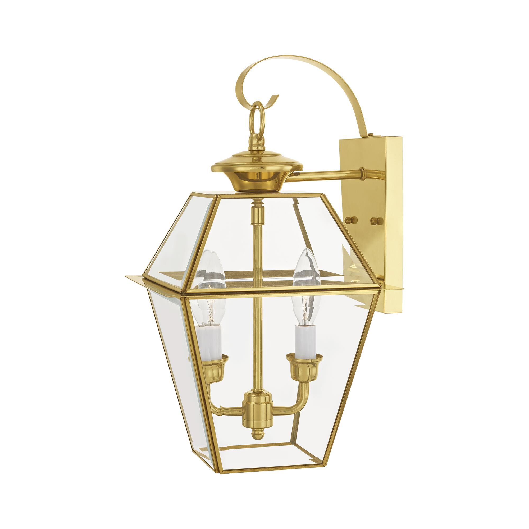 Shown in Polished Brass finish and Clear Beveled glass