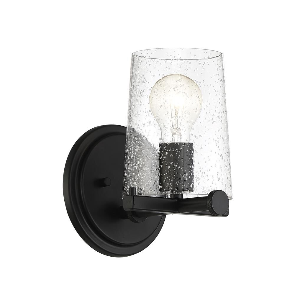 Shown in Matte Black finish and Clear Seedy glass and Clear Seedy Glass shade