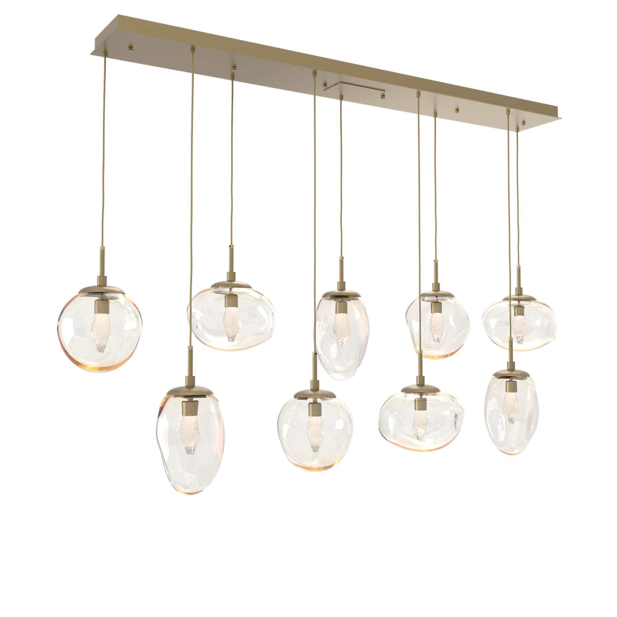Shown in Gilded Brass finish and Geo Inner Amber Outer glass
