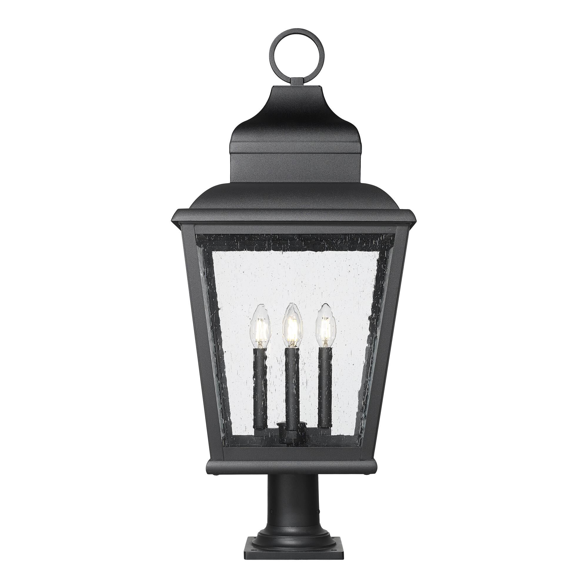 Shown in Sand Black finish and Clear Seedy glass