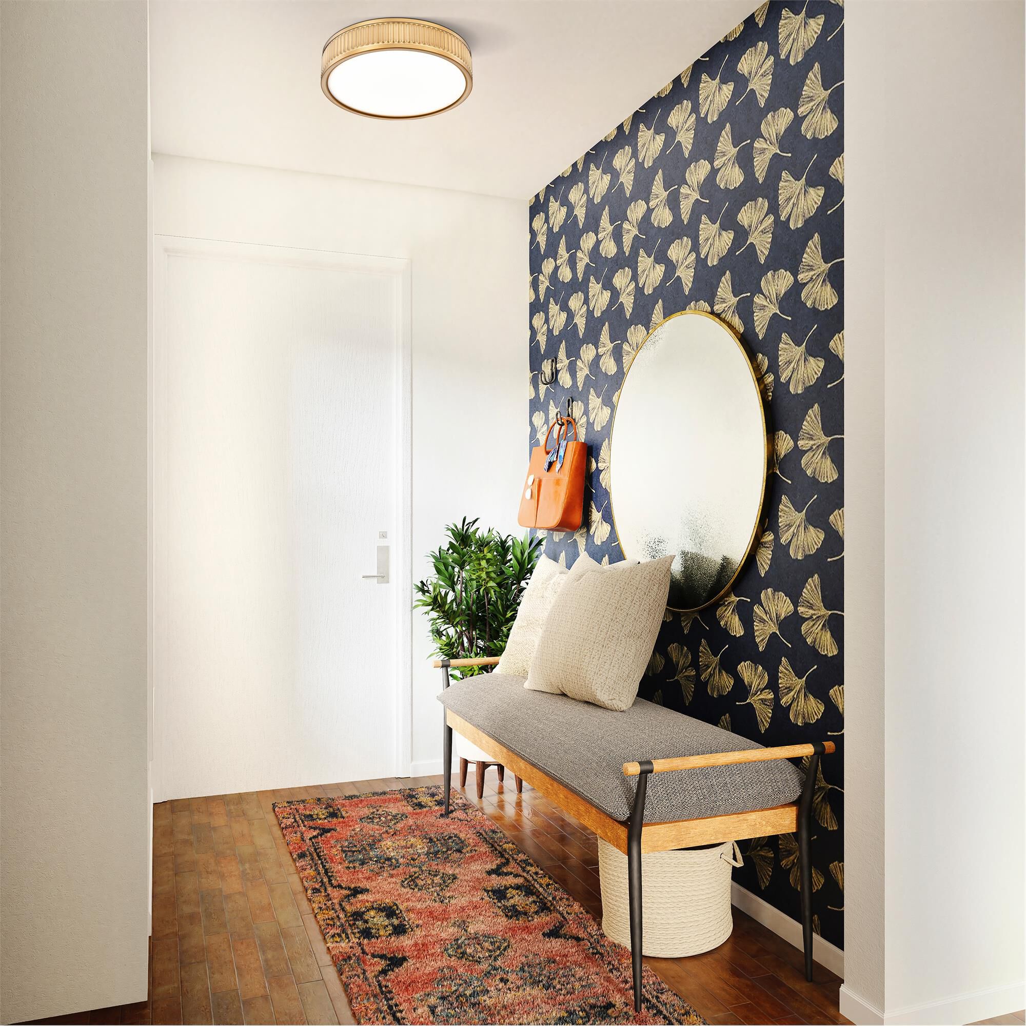 Shown in Modern Gold finish and Frosted glass and Frosted shade