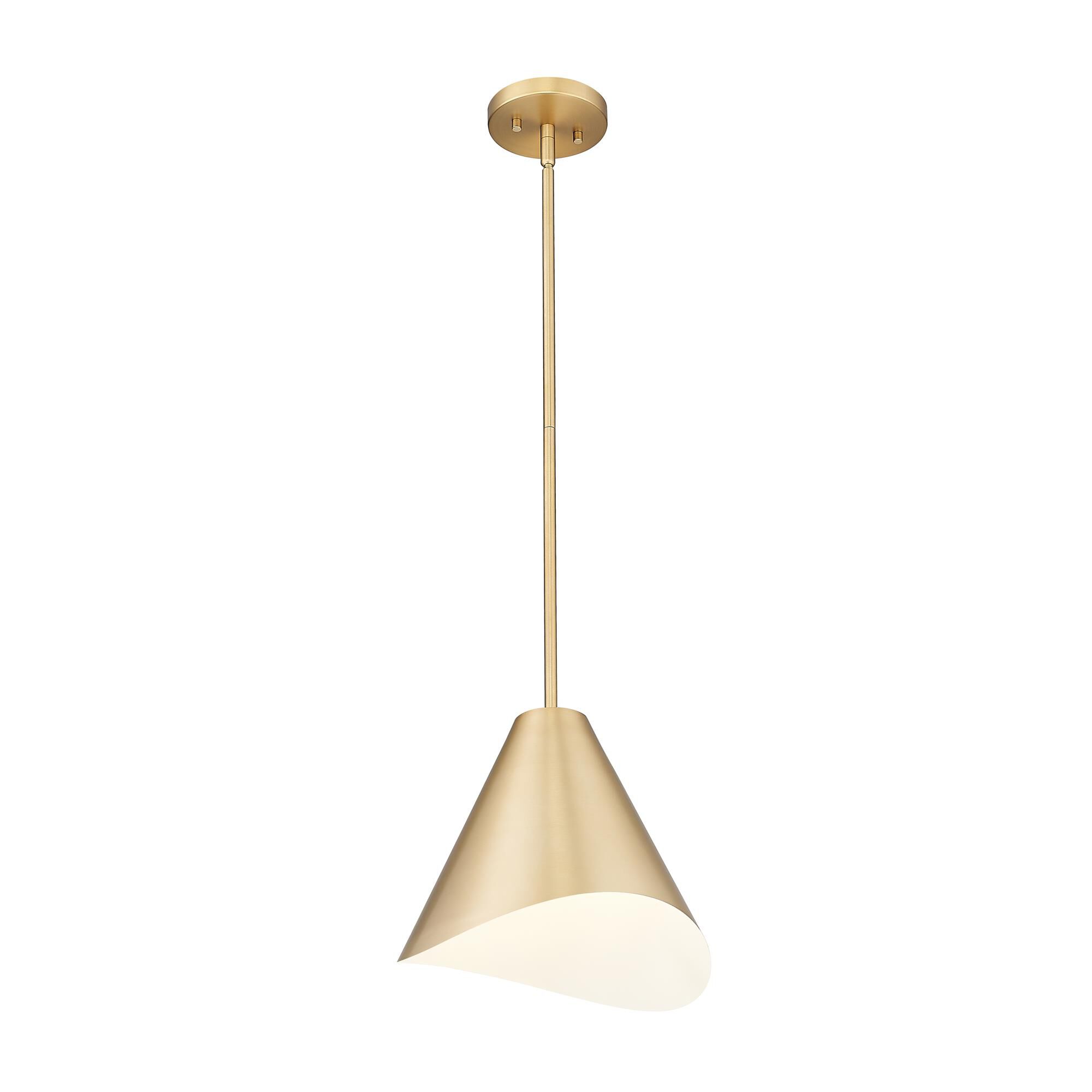 Shown in Modern Gold finish and Modern Gold And Inner White glass and Modern Gold And Inner White shade