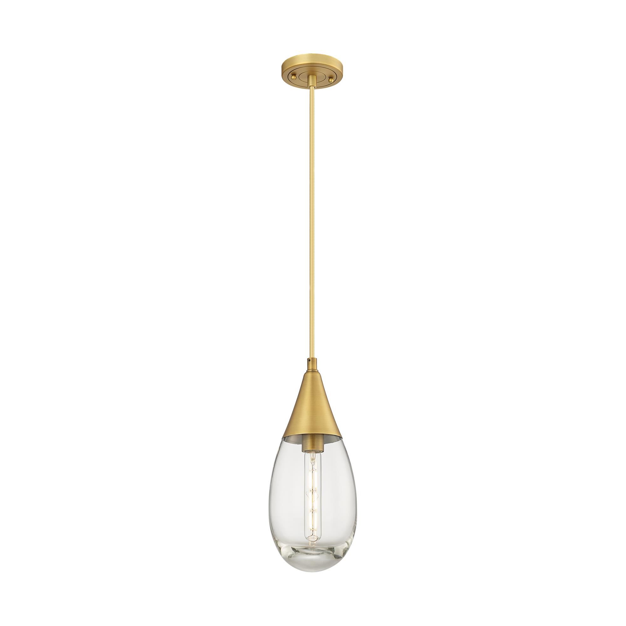 Shown in Brushed Brass finish and Clear glass and Clear Glass shade