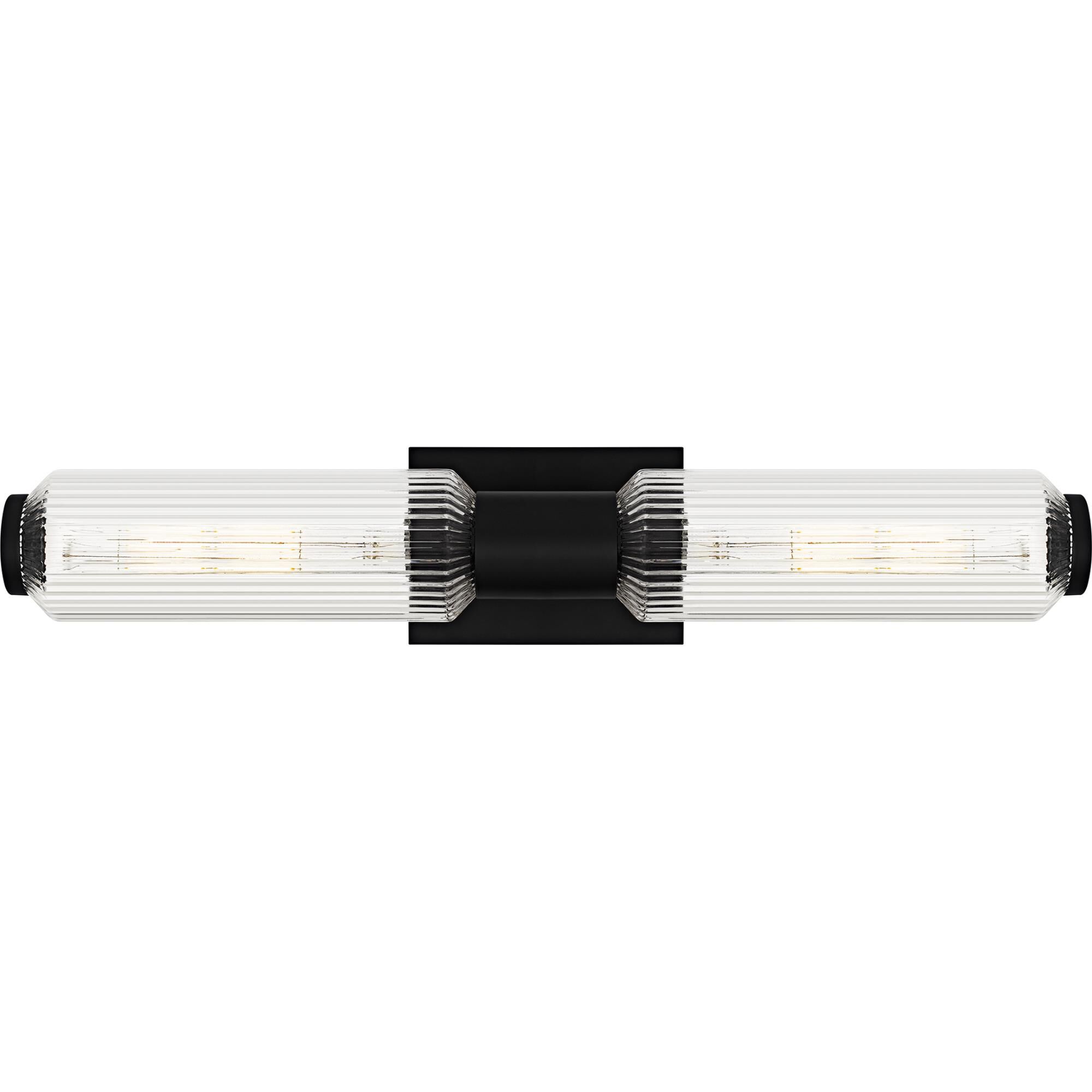 Shown in Matte Black finish and Clear Ribbed Glass shade