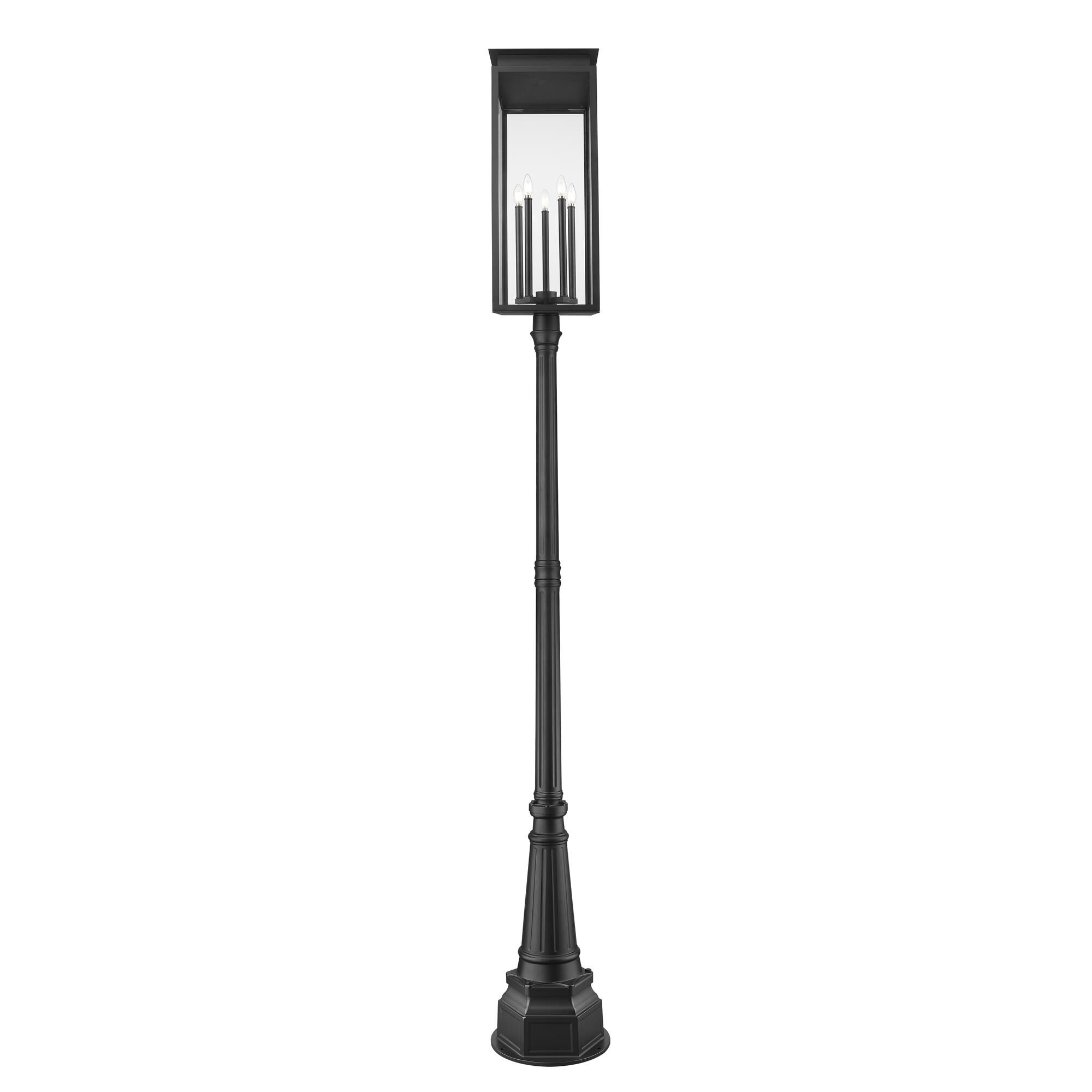 Shown in Black finish and Clear glass and Clear shade