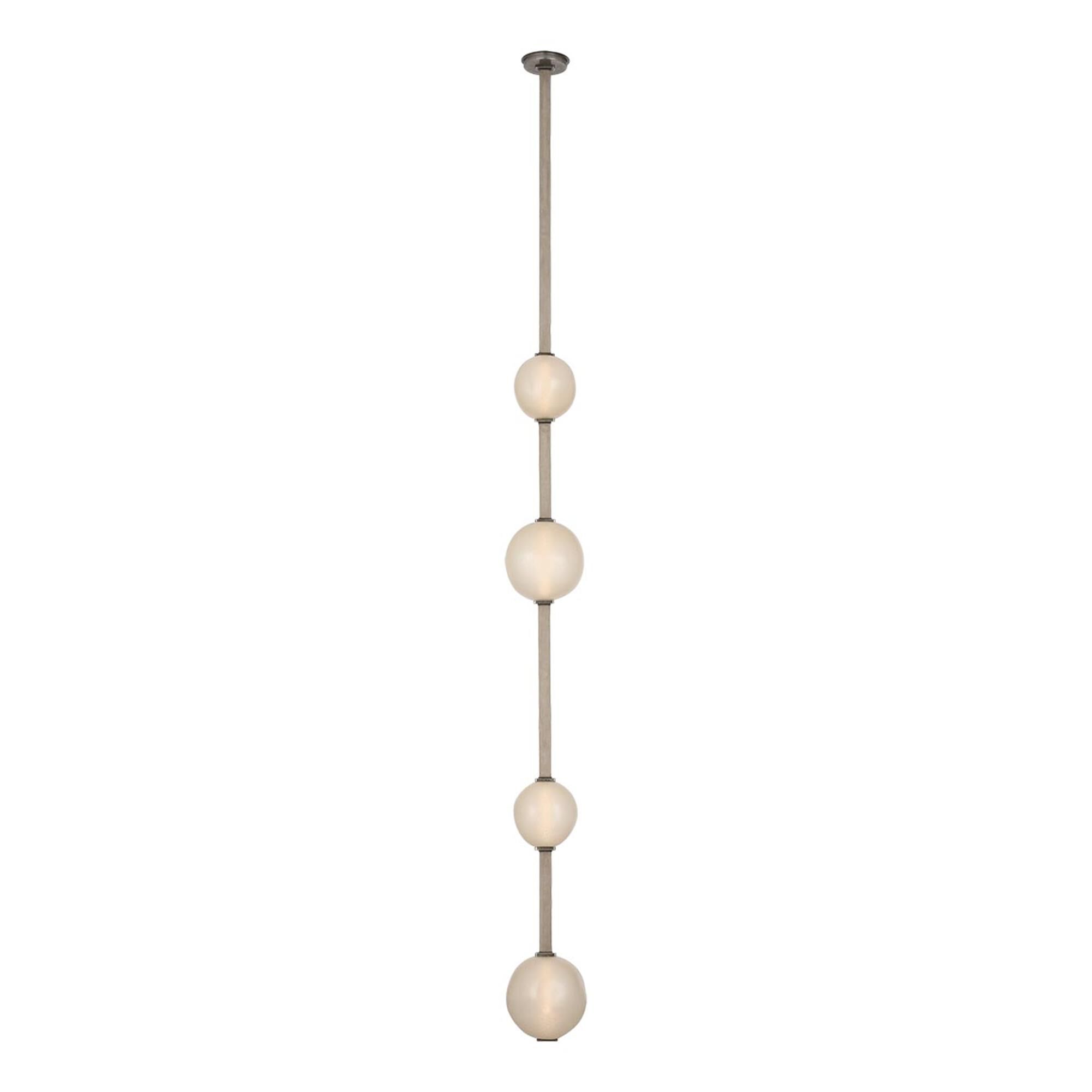 Shown in Ash Suede And Mottled Pewter finish and Fizzy Nude glass