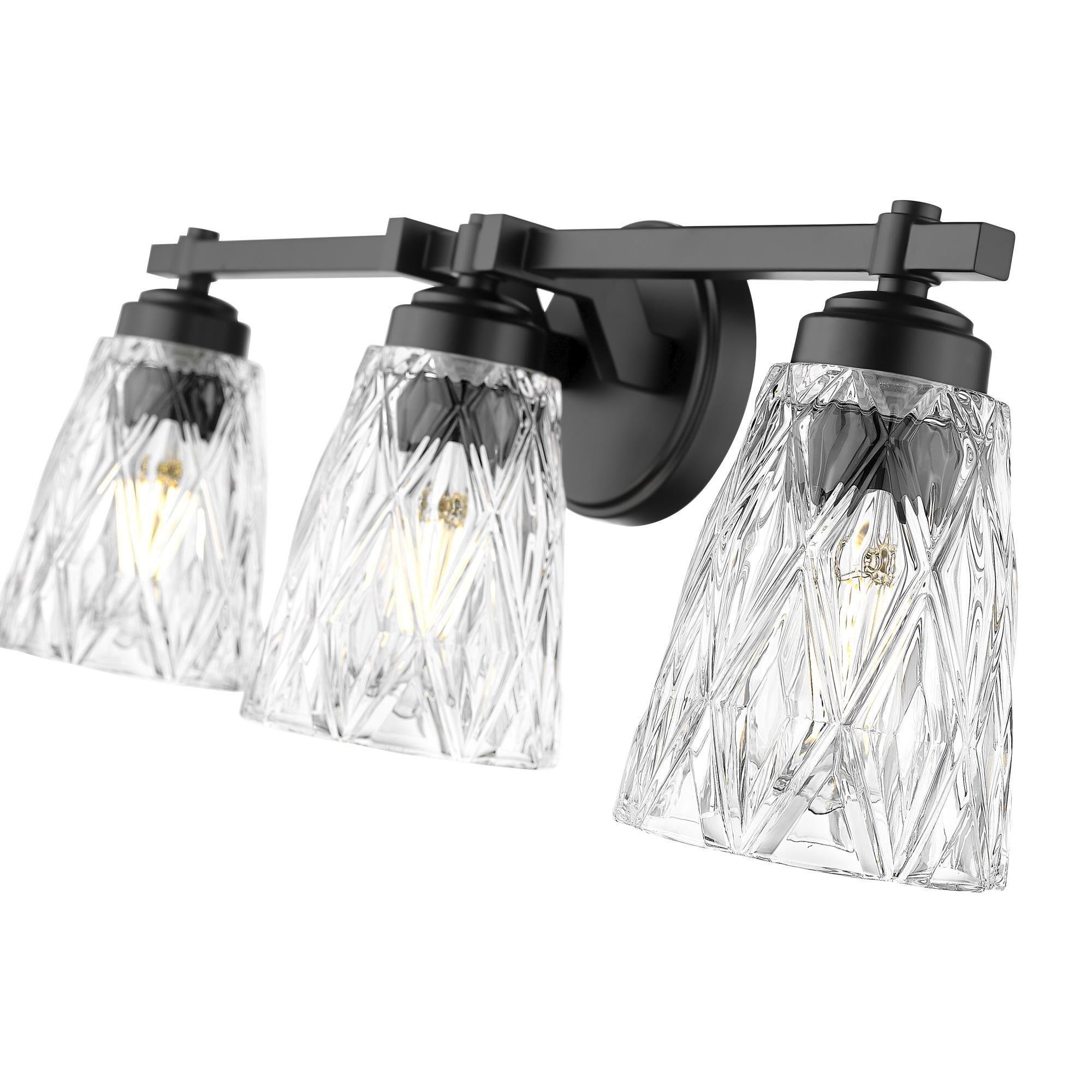 Shown in Matte Black finish and Clear glass