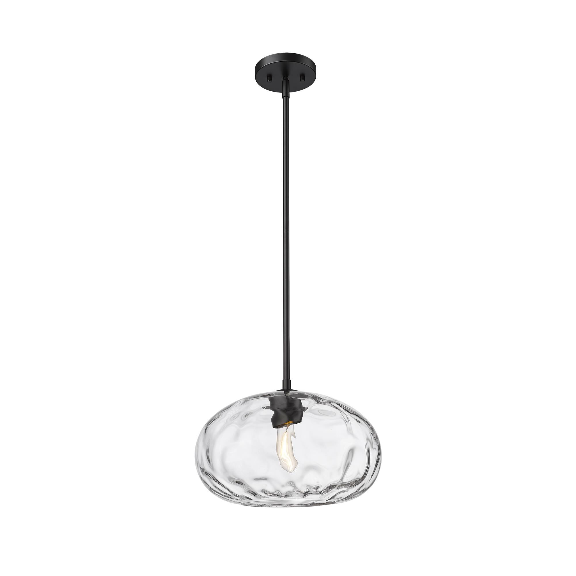 Shown in Matte Black finish and Clear glass and Clear shade