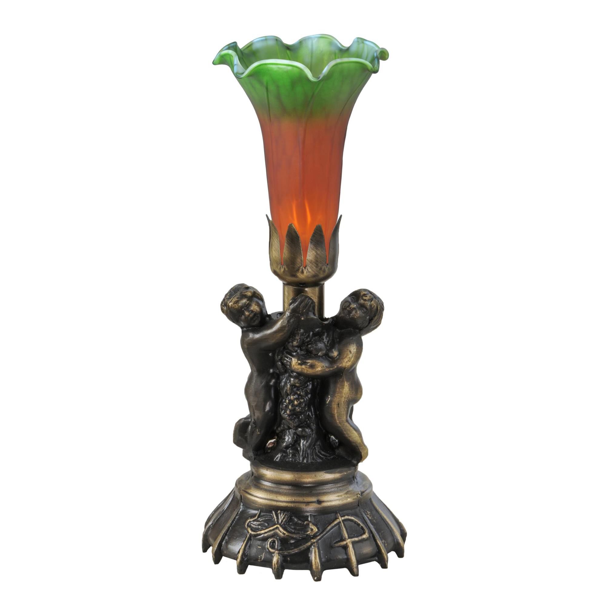 Twin Cherub Pond Lily 13 Inch Accent Lamp by Meyda Lighting