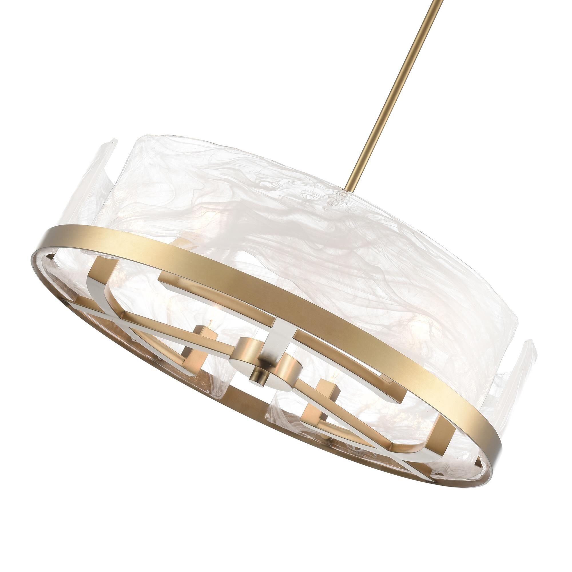 Shown in Brass finish and Clear Alabaster glass