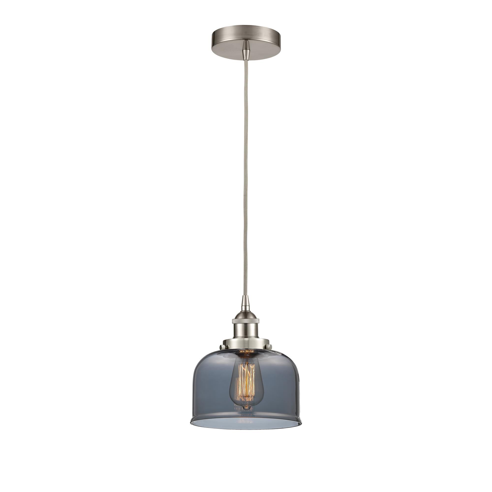 Shown in Brushed Satin Nickel finish and Smokey glass