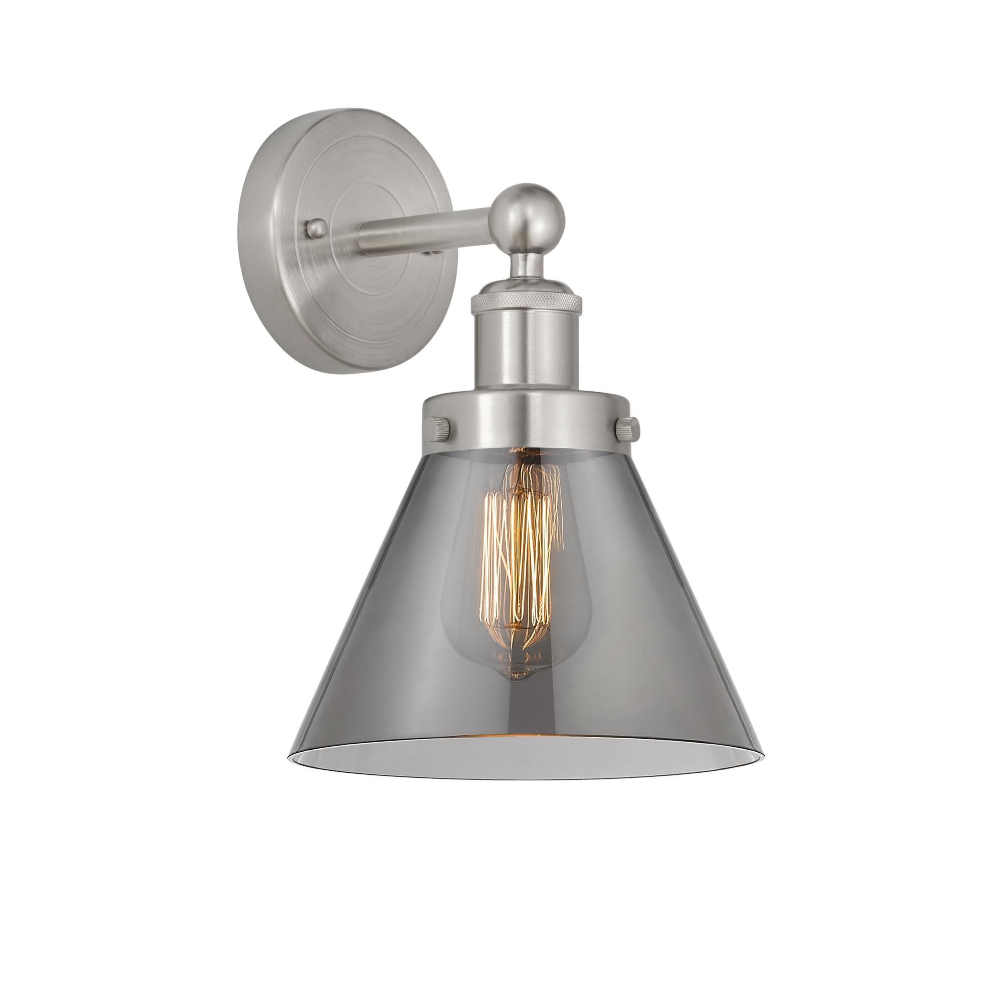 Shown in Brushed Satin Nickel, Plated Smoke finish and Plated Smoke glass and Plated Smoke Glass shade