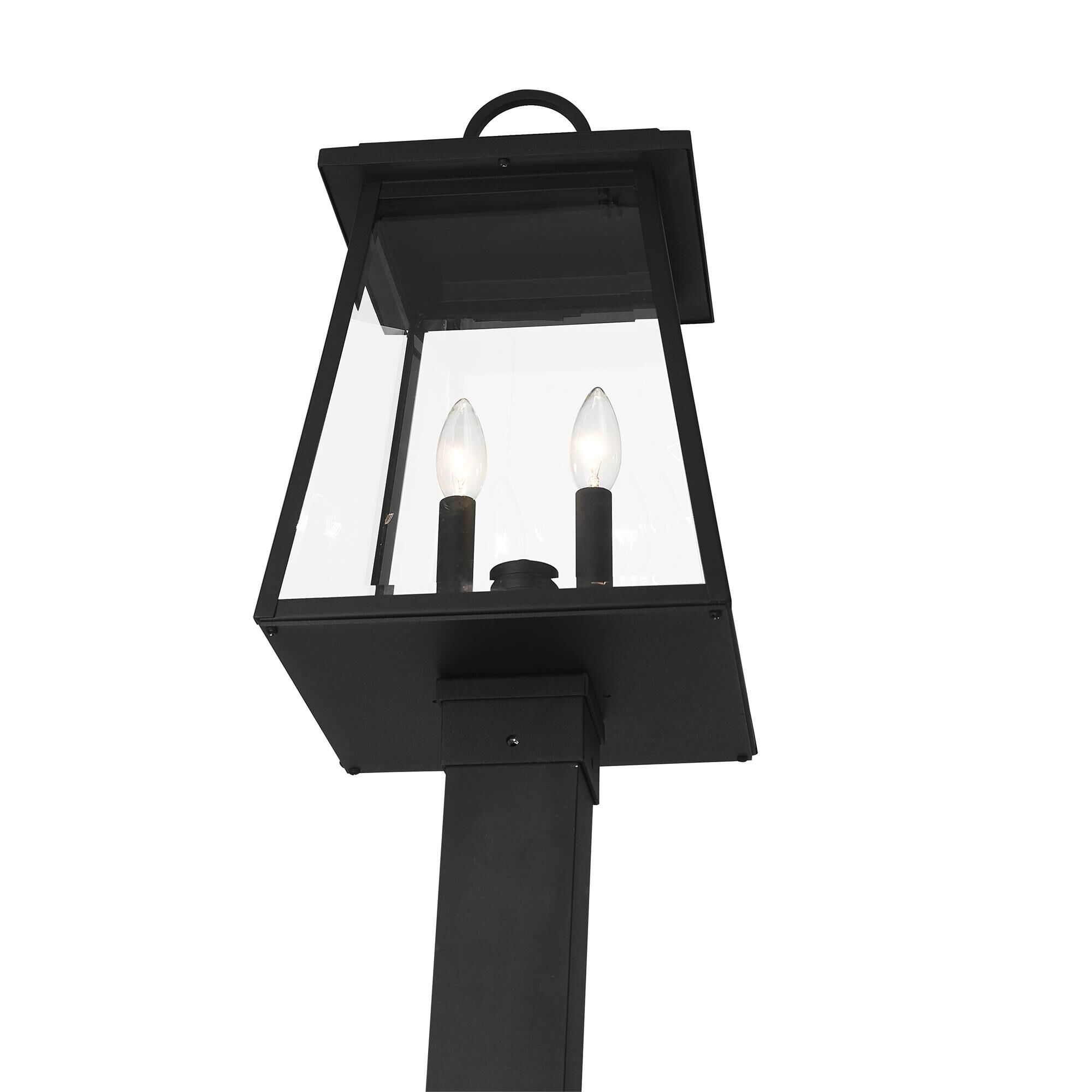 Shown in Black finish and Clear Beveled glass