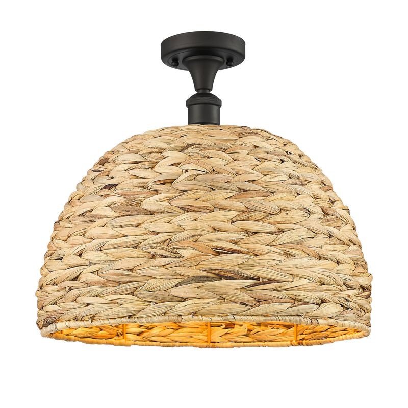 Bruno Marashlian Woven Rattan 16 Inch Semi Flush Mount by Innovations Lighting