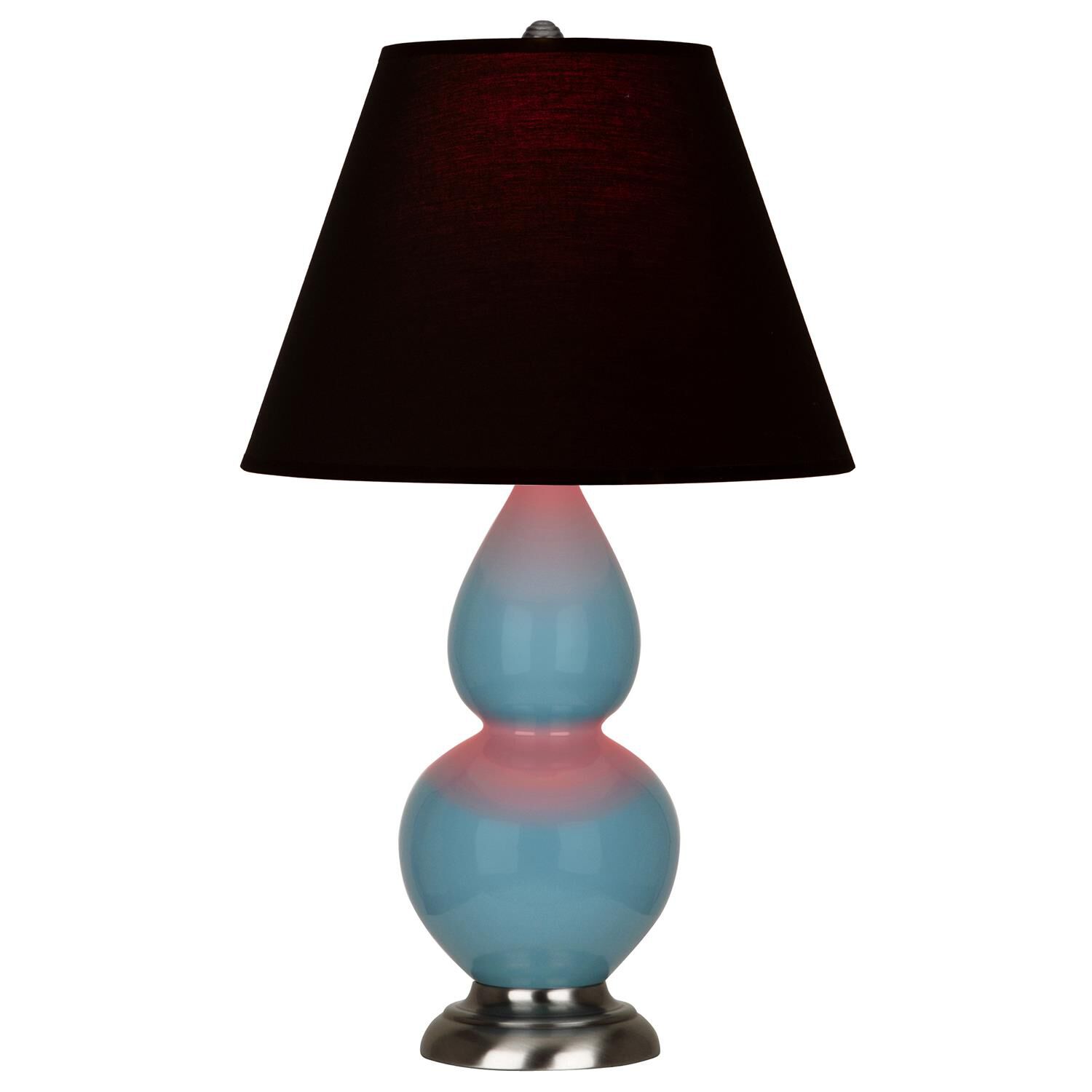 Shown in Steel Blue finish and Ink Black with Rose Red Lining shade and Antique Silver accent