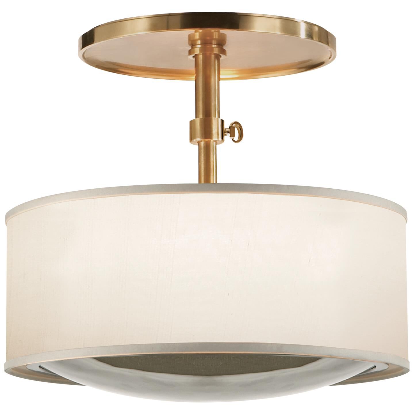 Shown in Soft Brass finish and Silk shade 