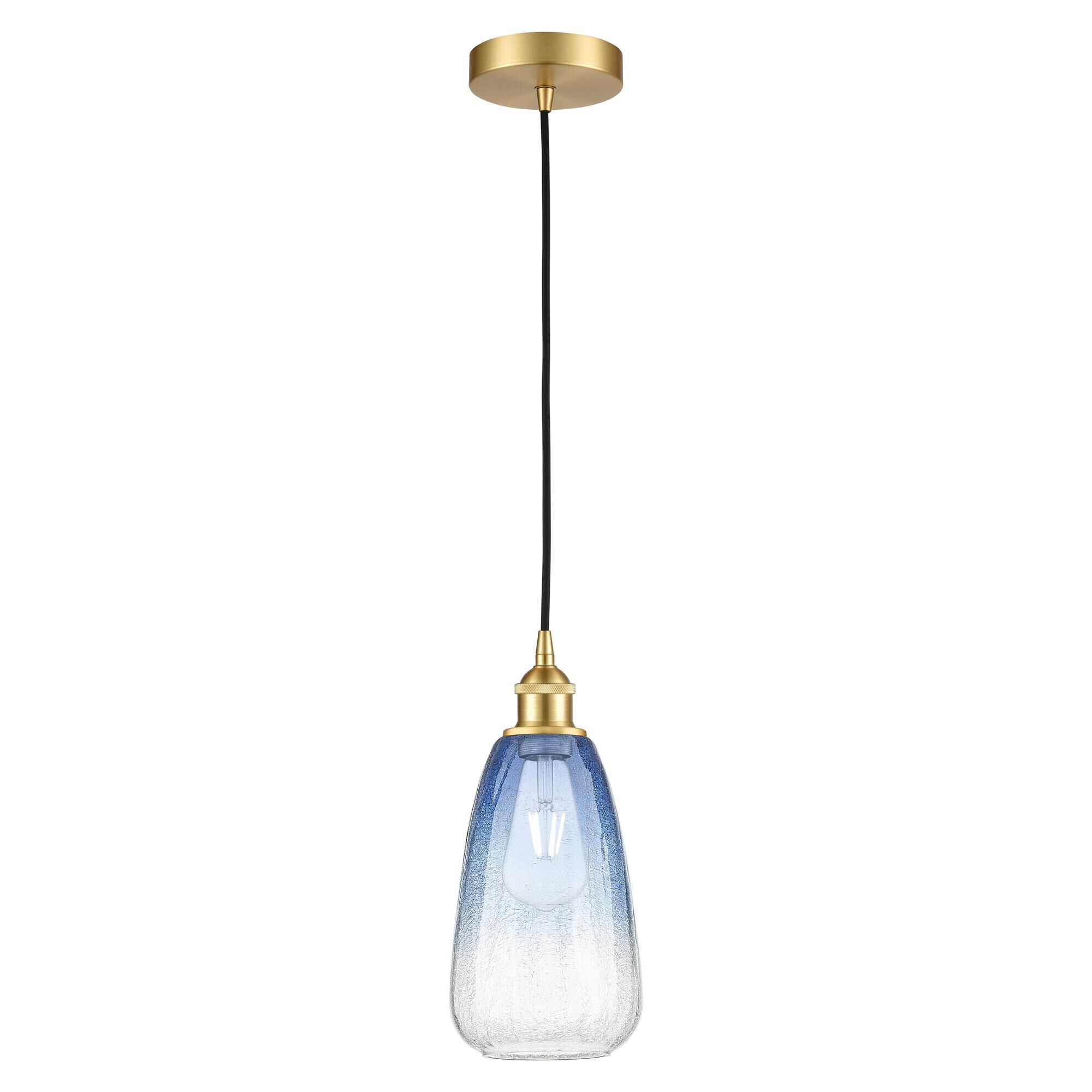 Shown in Satin Gold finish and Sapphire Blue glass