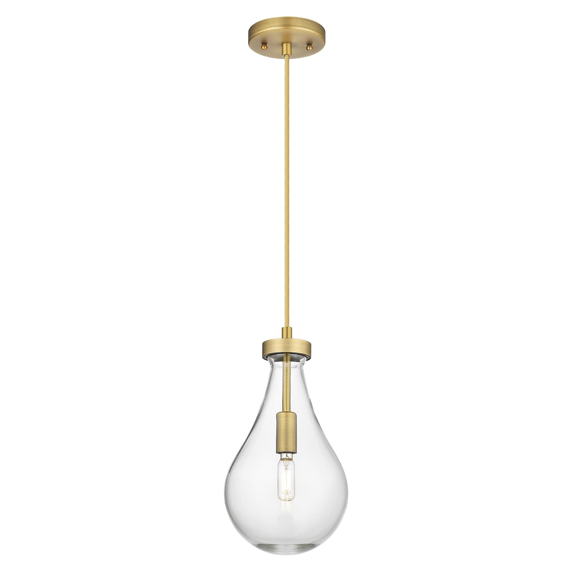 Shown in Brushed Brass finish and Clear glass