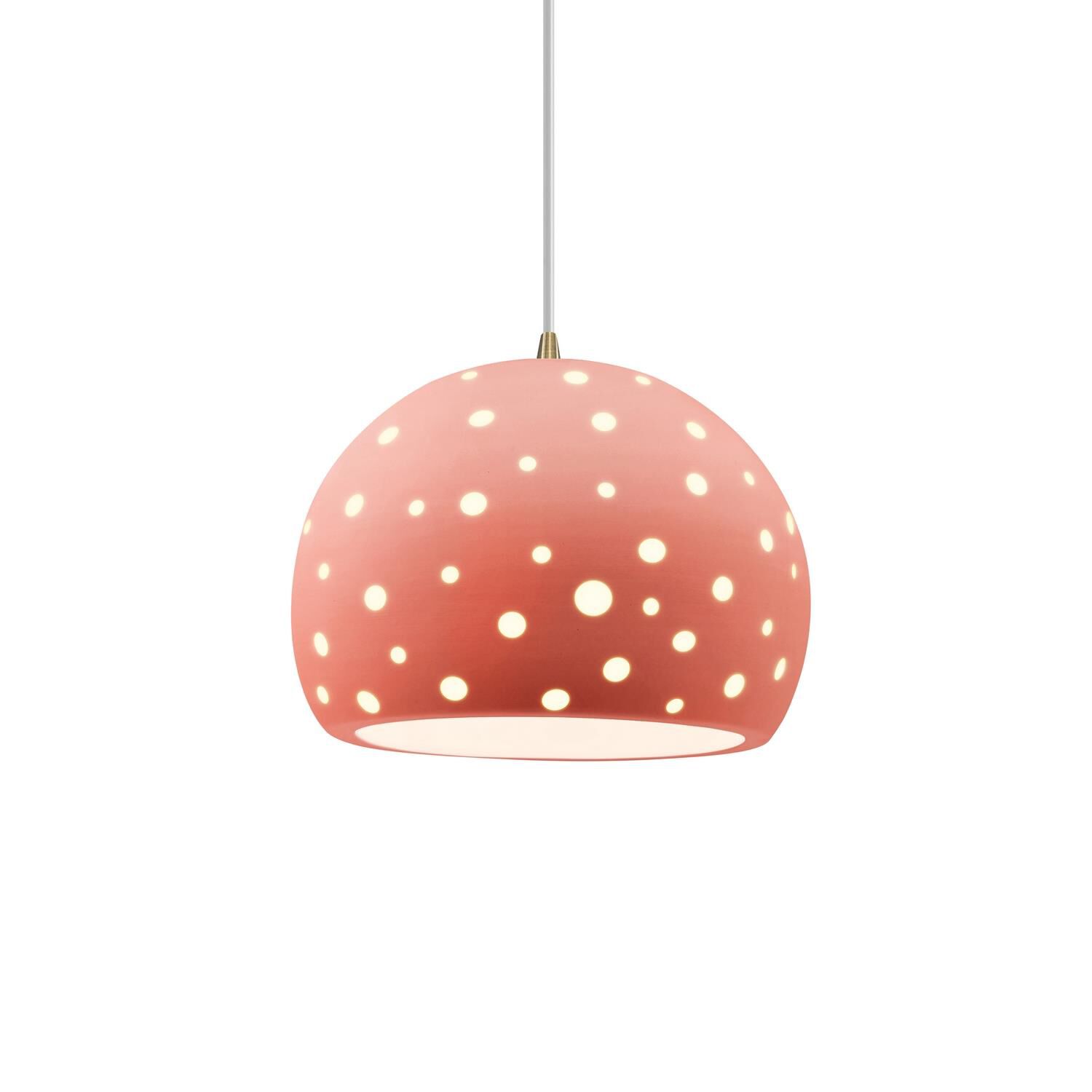 Shown in Antique Brass finish and Gloss Blush shade