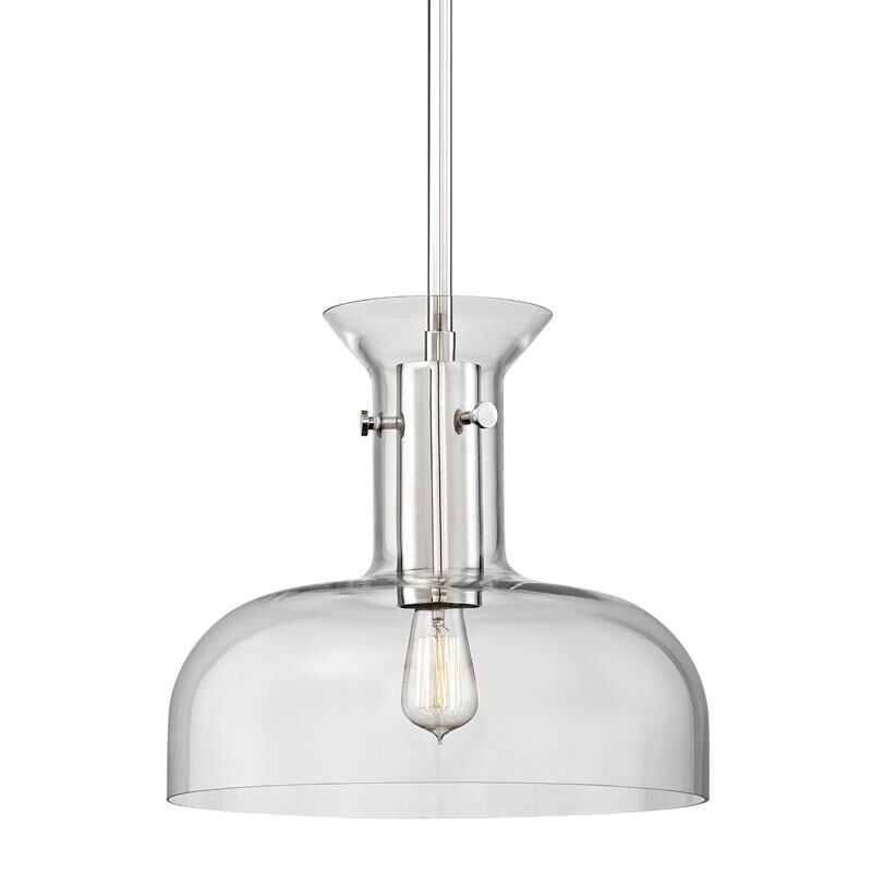 Shown in Polished Nickel finish and Clear glass