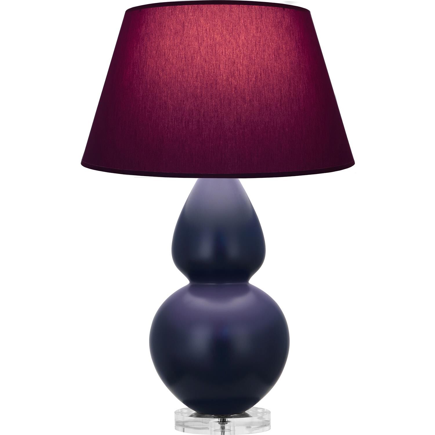 Shown in Matte Midnight Blue finish and Plum and Lavender shade and Lucite accent