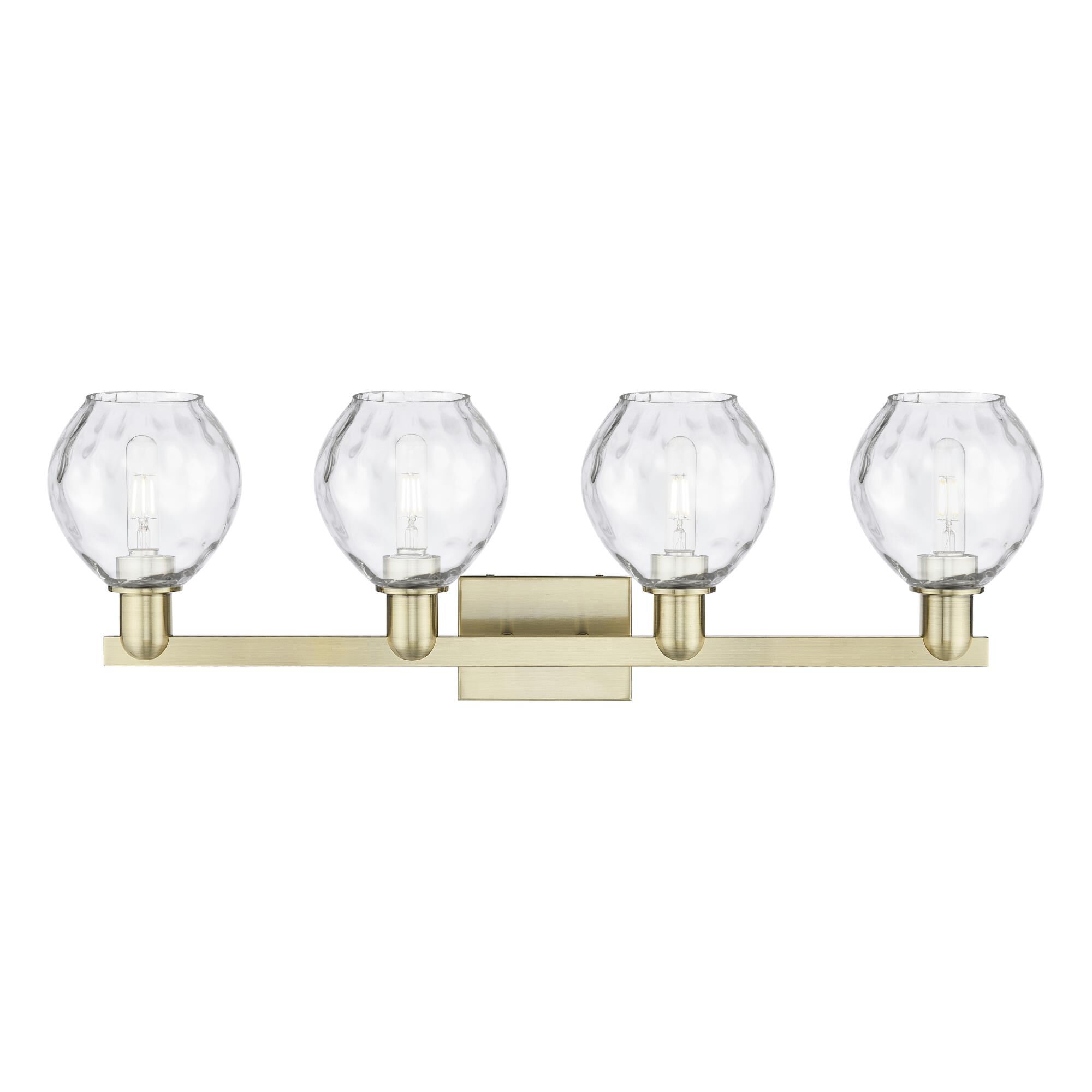 Shown in Antique Brass finish and Clear glass