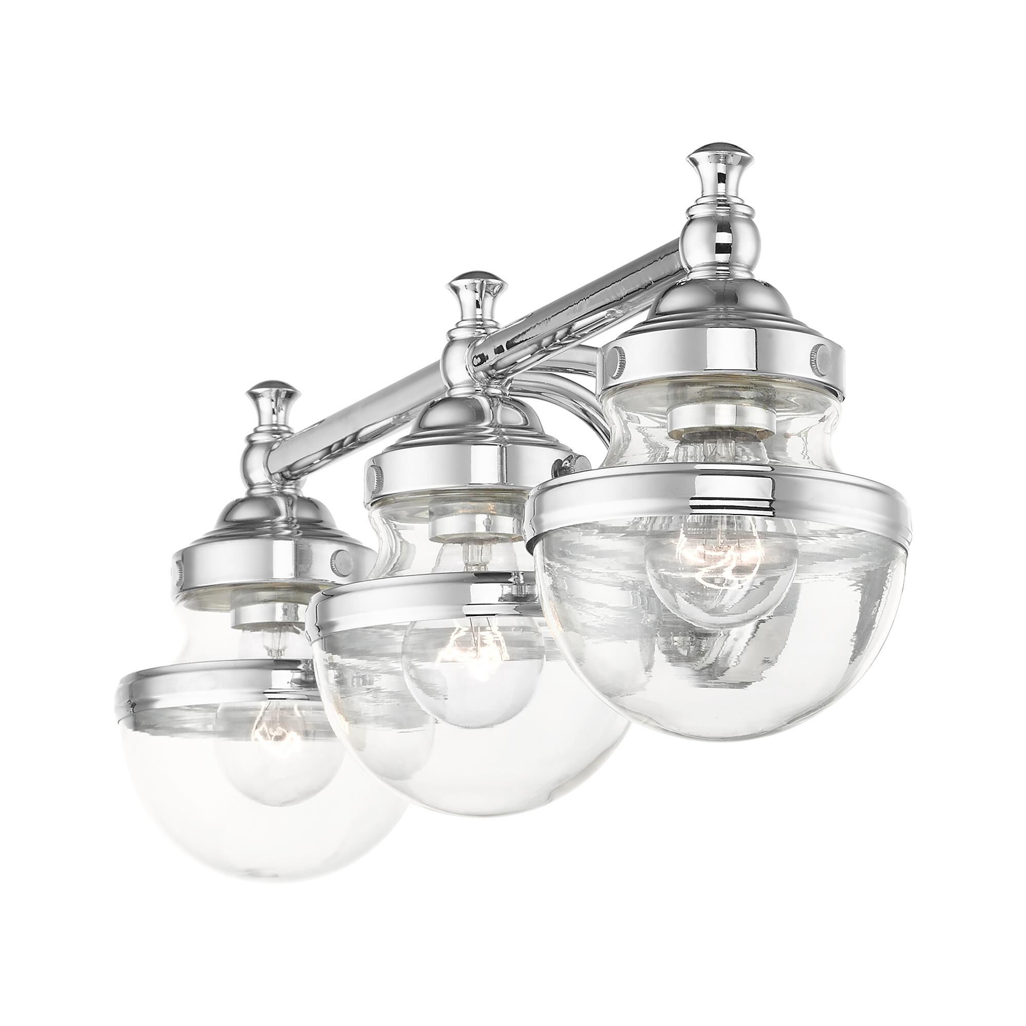 Shown in Polished Chrome finish and Hand Blown Clear glass and Hand Blown Clear Glass shade