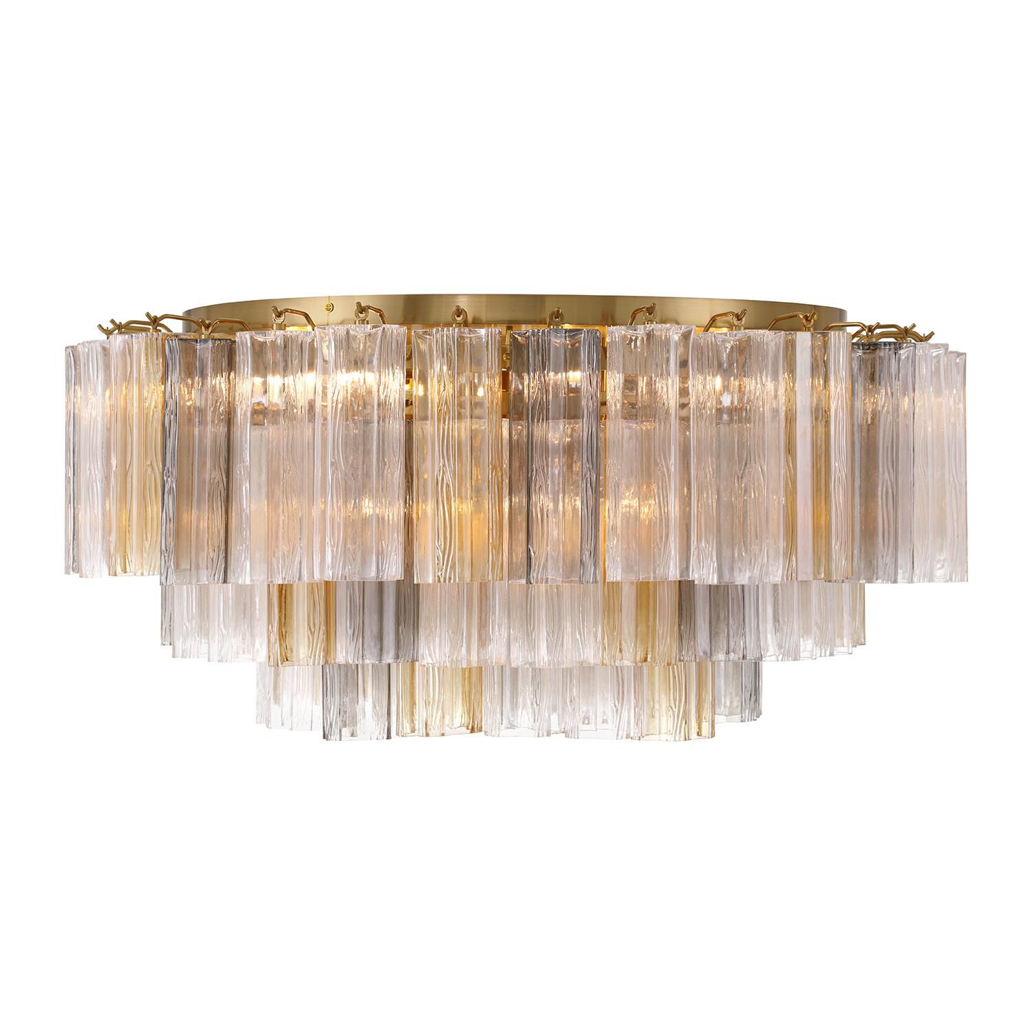 Shown in Aged Brass finish and Tronchi Autumn glass