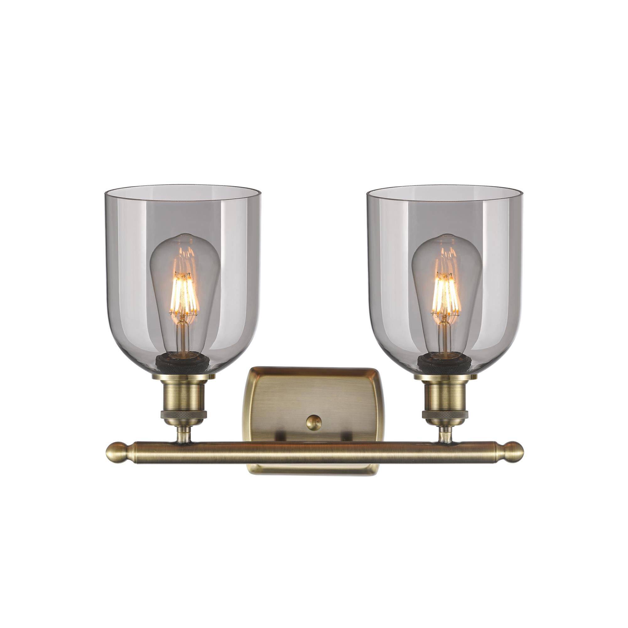 Shown in Antique Brass finish and Light Smoke glass