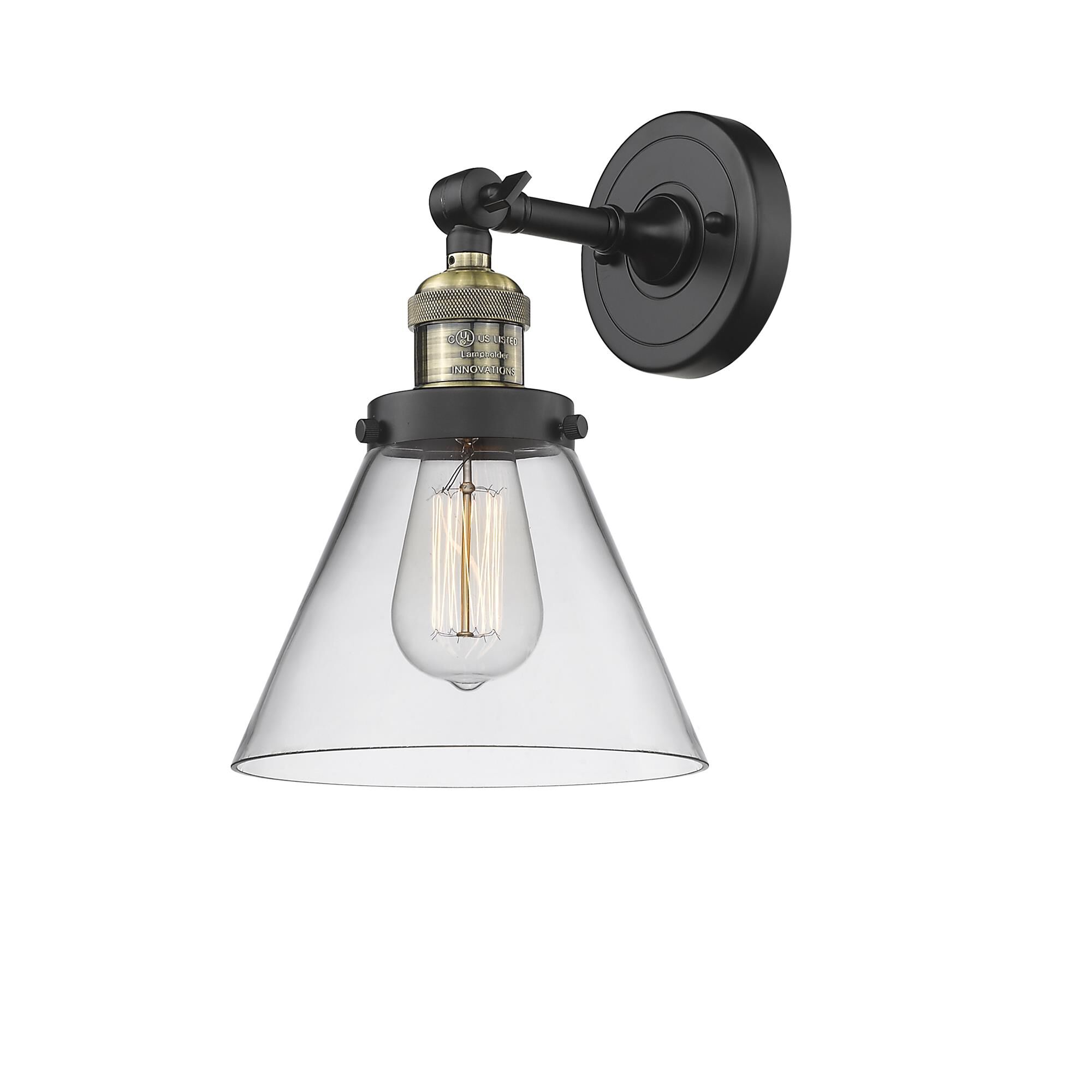 Shown in Black Antique Brass finish and Clear glass