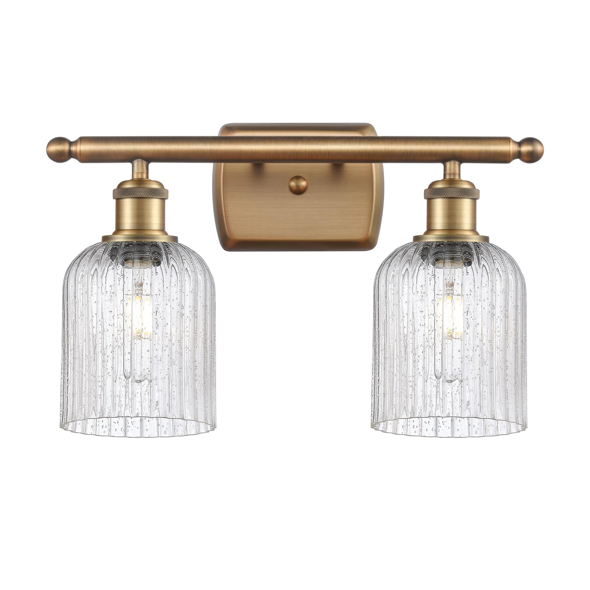 Shown in Brushed Brass finish and Seedy shade