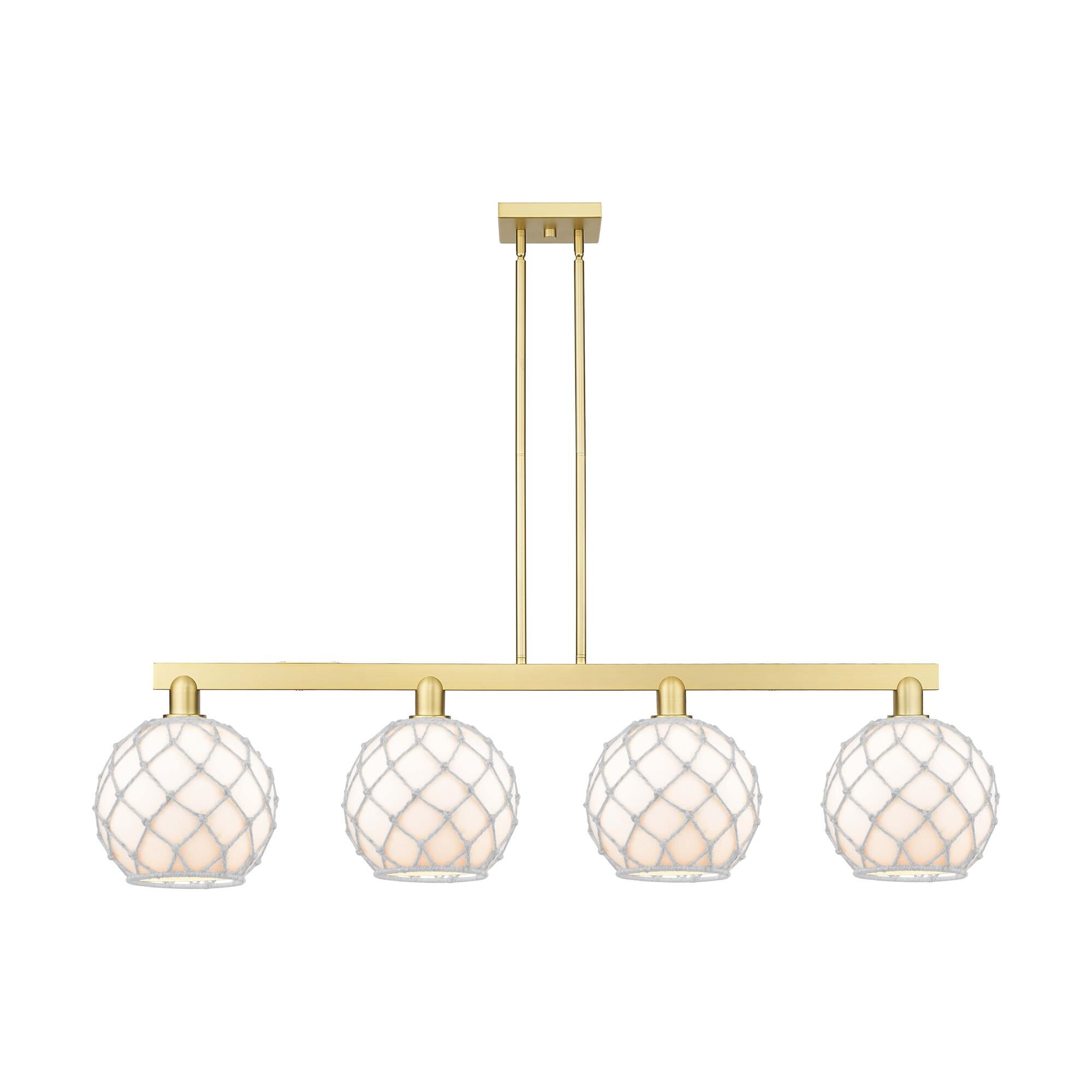 Shown in Satin Gold finish and White with White Rope glass