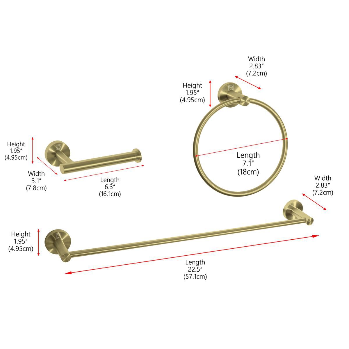 Shown in Brushed Gold finish