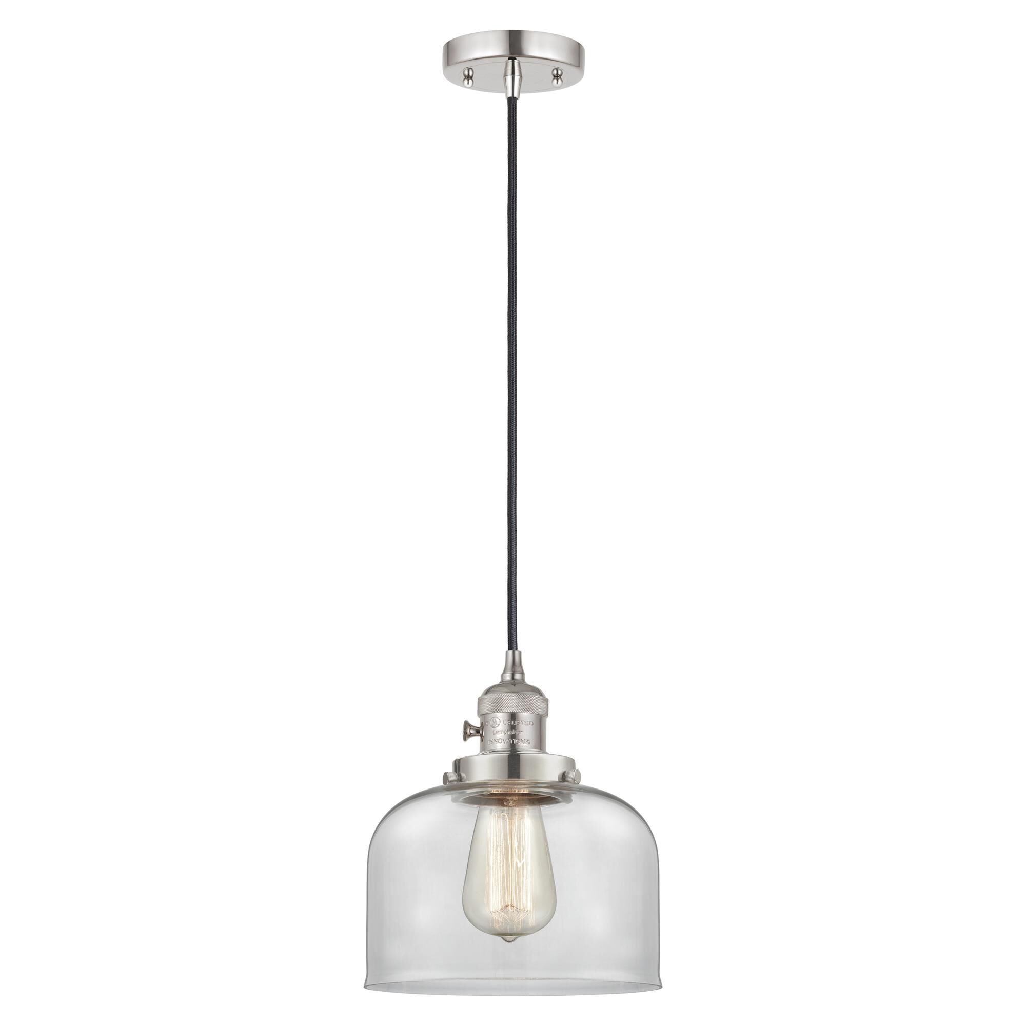 Shown in Polished Nickel finish and Clear glass