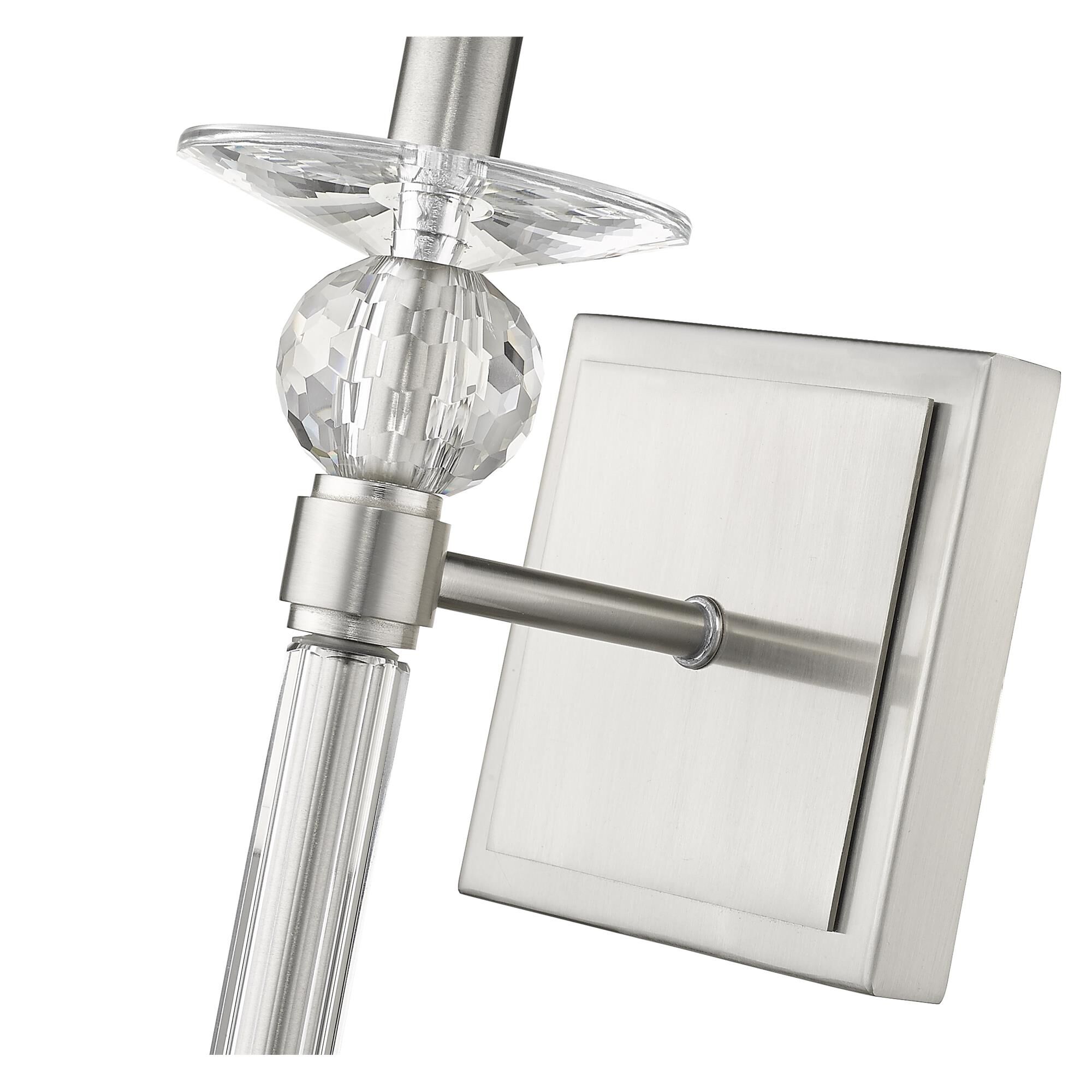 Shown in Brushed Nickel finish and Fabric glass and Fabric shade