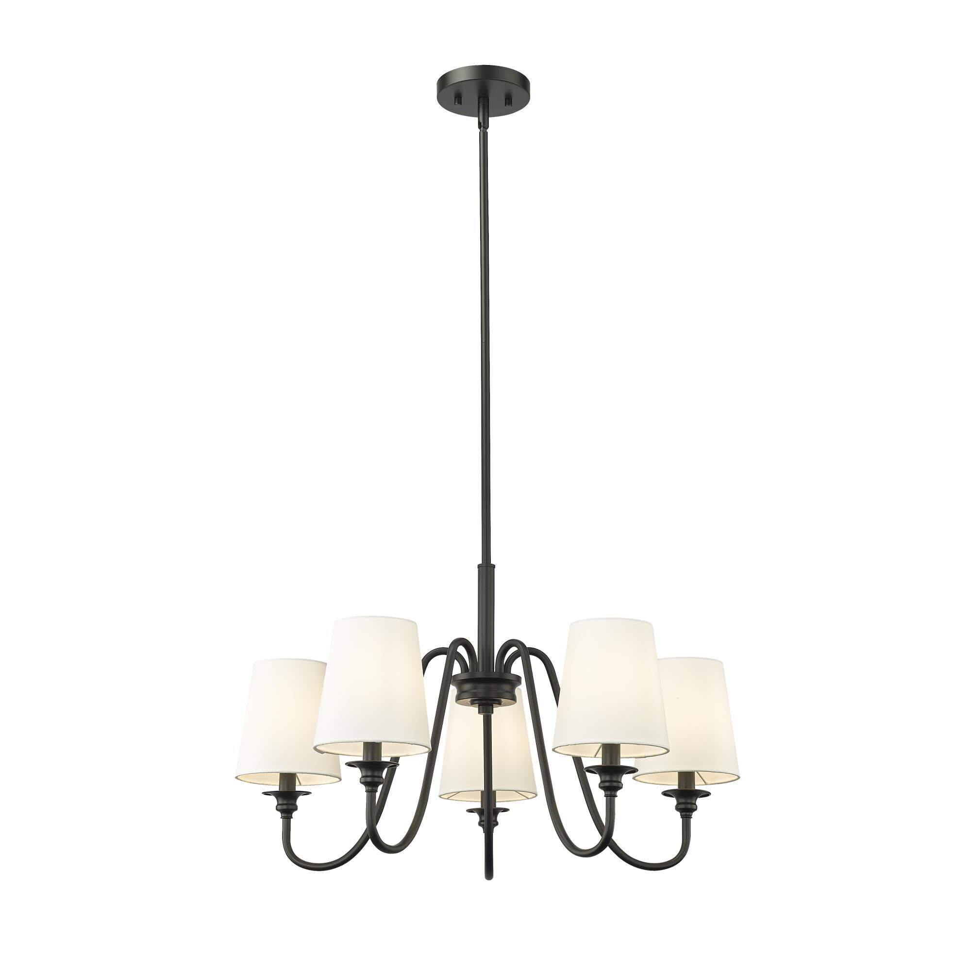 Shown in Matte Black finish and White glass and White shade