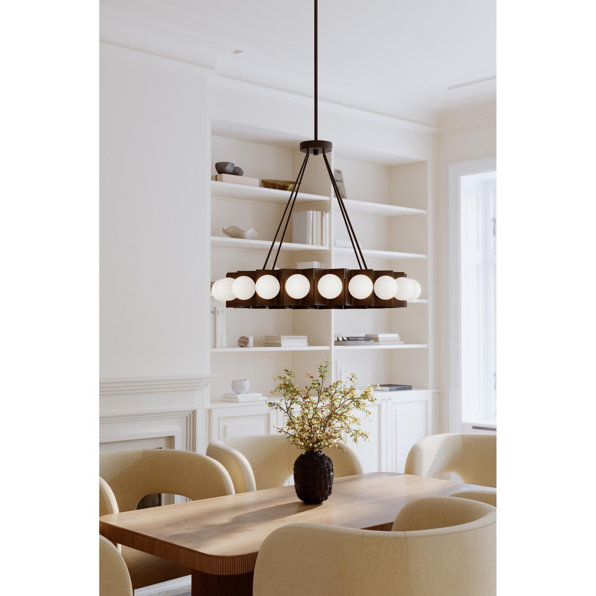 Shown in Dark Bronze finish and Etched Opal glass