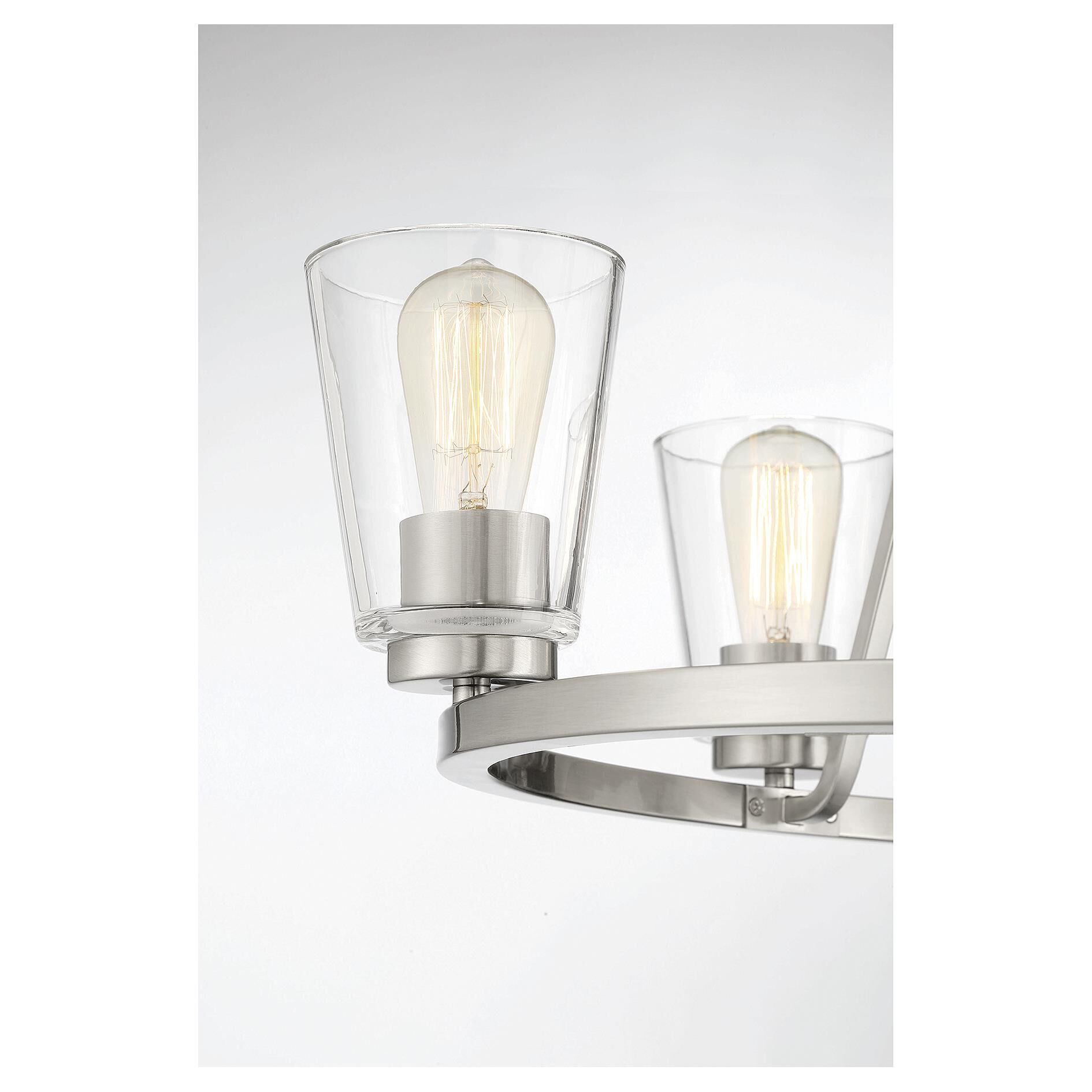 Shown in Satin Nickel finish and Clear glass