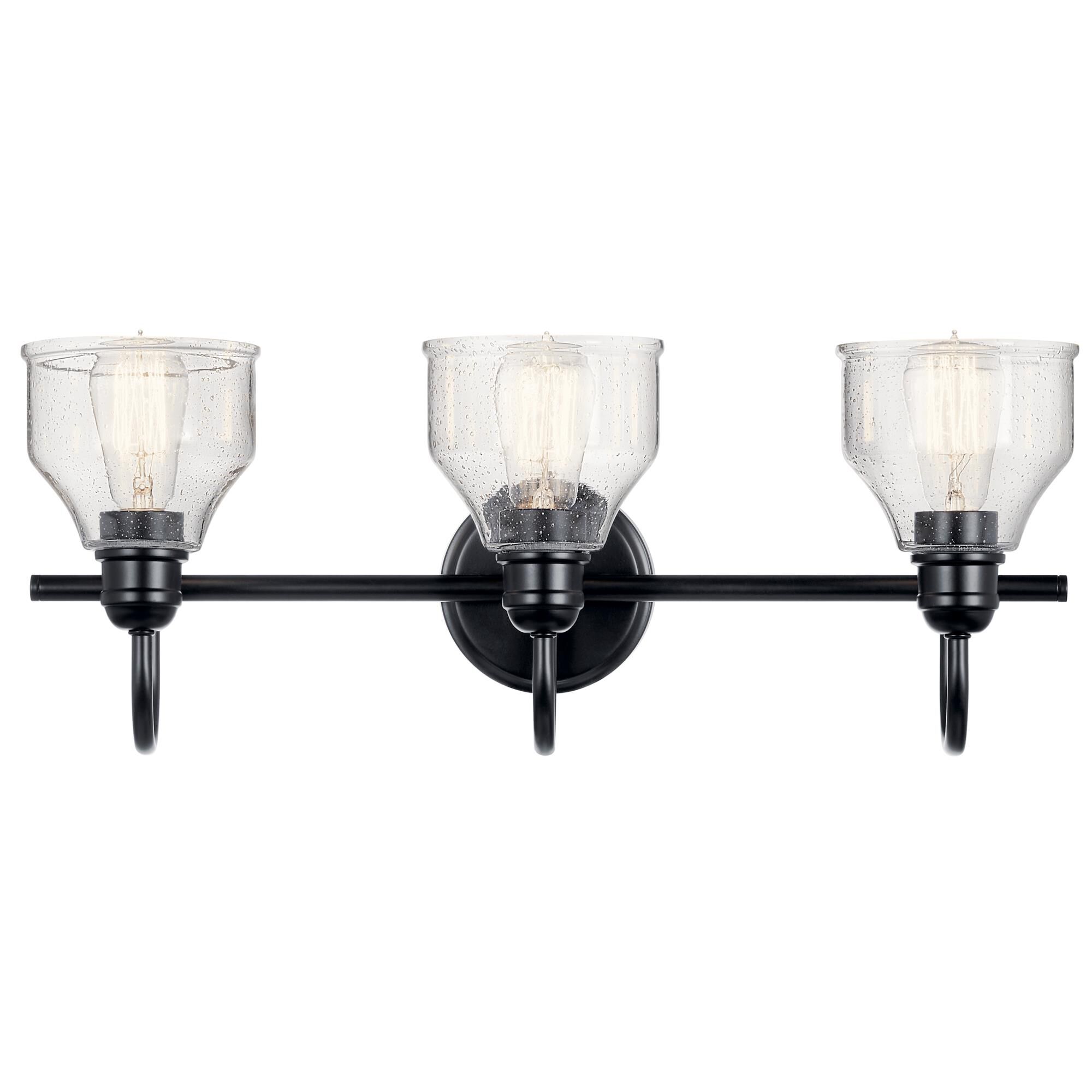 Shown in Black finish and Clear Seeded glass