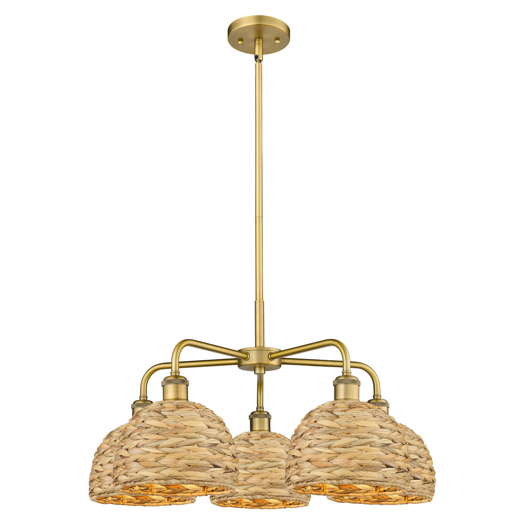 Shown in Brushed Brass finish and Natural shade