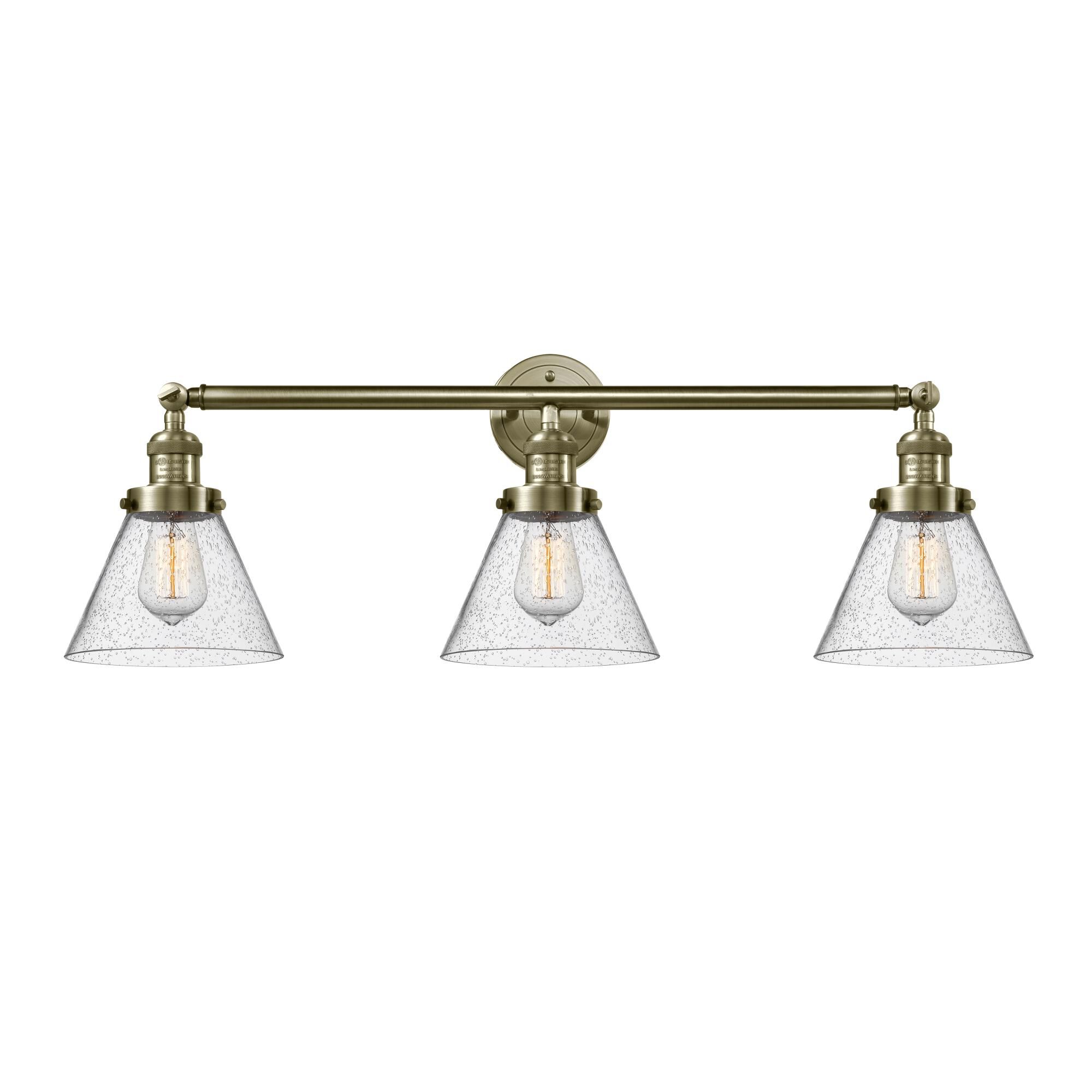 Bruno Marashlian Large Cone 32 Inch 3 Light Bath Vanity Light by Innovations Lighting