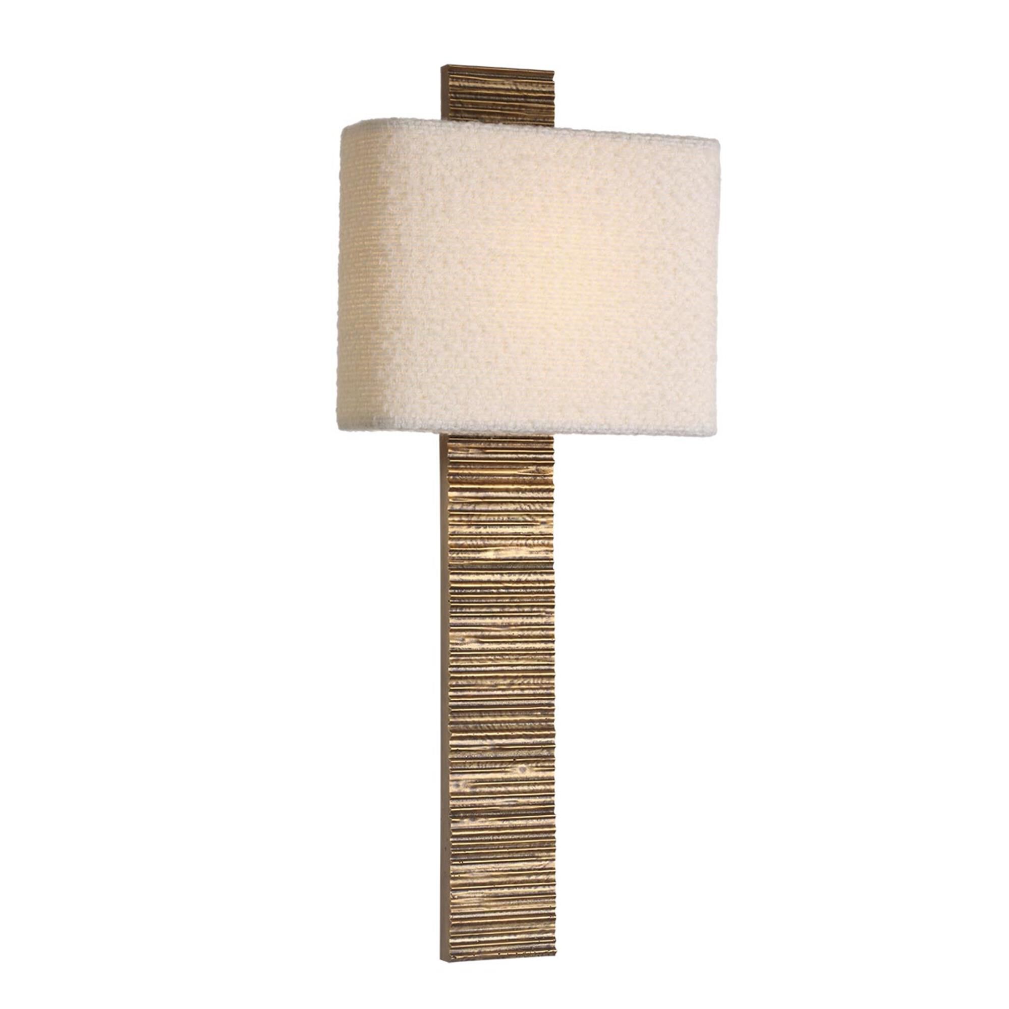 Shown in Ridged Tombac finish and Boucle Rectangle shade