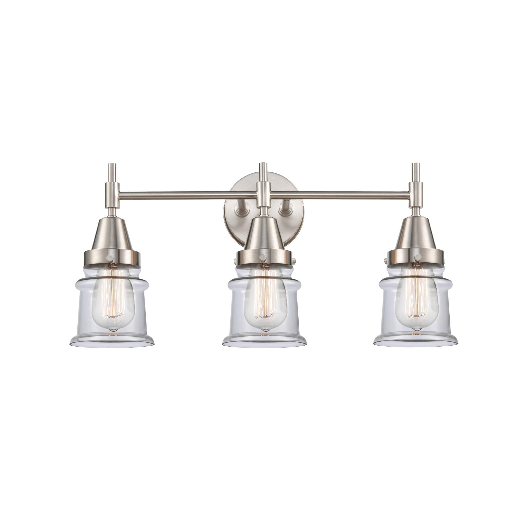 Shown in Satin Nickel finish and Clear Large Cone glass