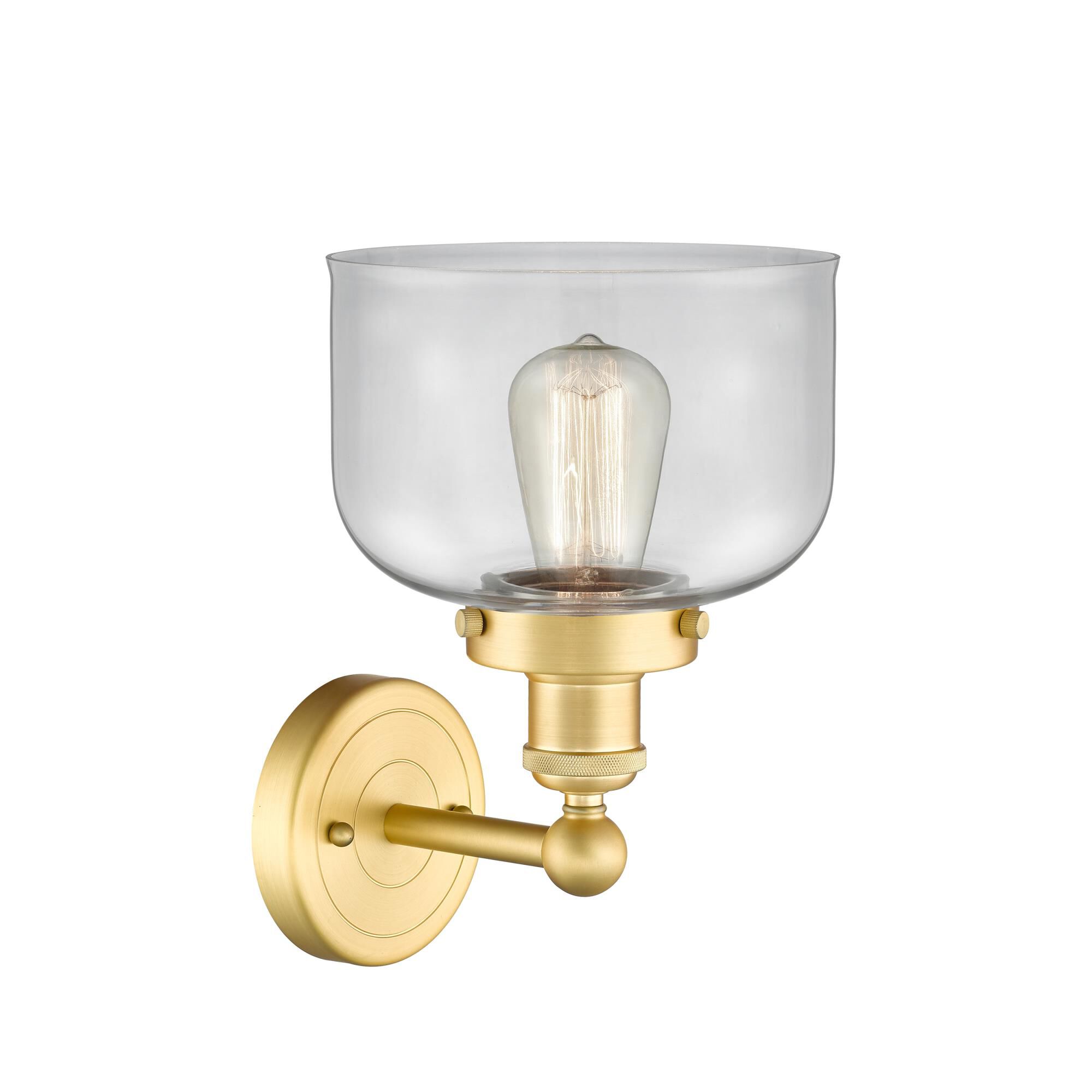 Shown in Satin Gold finish and Clear glass