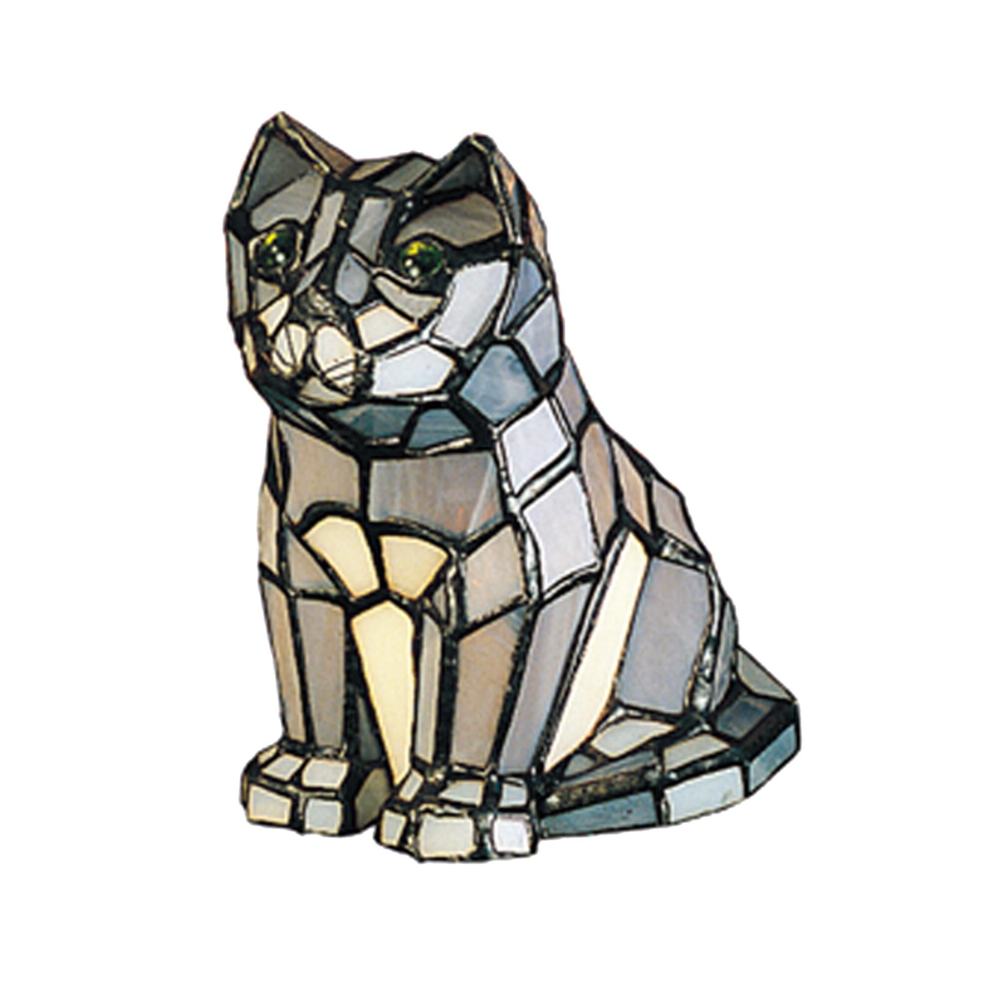 Cat Tiffany Glass 7 Inch Accent Lamp by Meyda Lighting - Clearance
